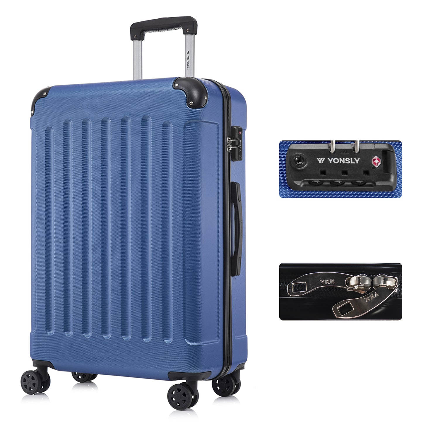 YONSLY® Premium Suitcase, TSA Lock, YKK Zipper Hardshell Luggage Trolley Cabin Suitcase Rolling Suitcase Hand Luggage 4 Wheels