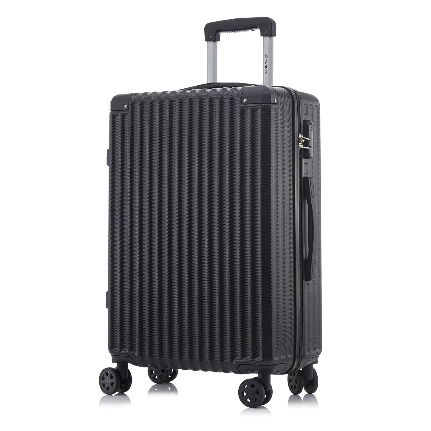 YONSLY® Trolley Travel Suitcase, Rolling Suitcase Carry-on Hardshell Suitcase with 4 360° Wheels, Combination Lock, Soft Rubber Handle