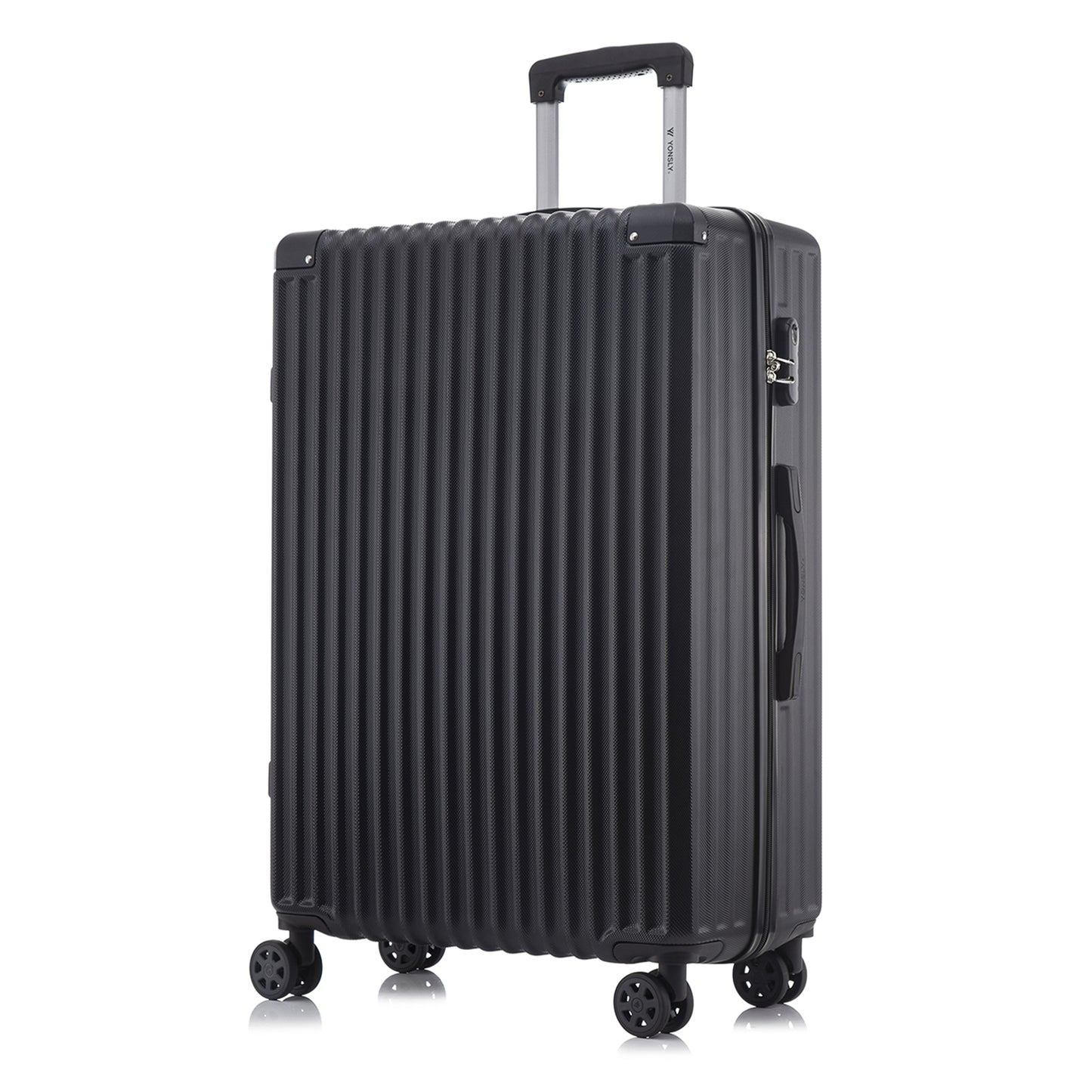 YONSLY® Trolley Travel Suitcase, Rolling Suitcase Carry-on Hardshell Suitcase with 4 360° Wheels, Combination Lock, Soft Rubber Handle