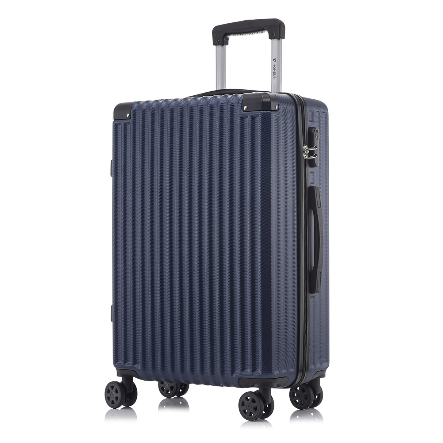 YONSLY® Trolley Travel Suitcase, Rolling Suitcase Carry-on Hardshell Suitcase with 4 360° Wheels, Combination Lock, Soft Rubber Handle