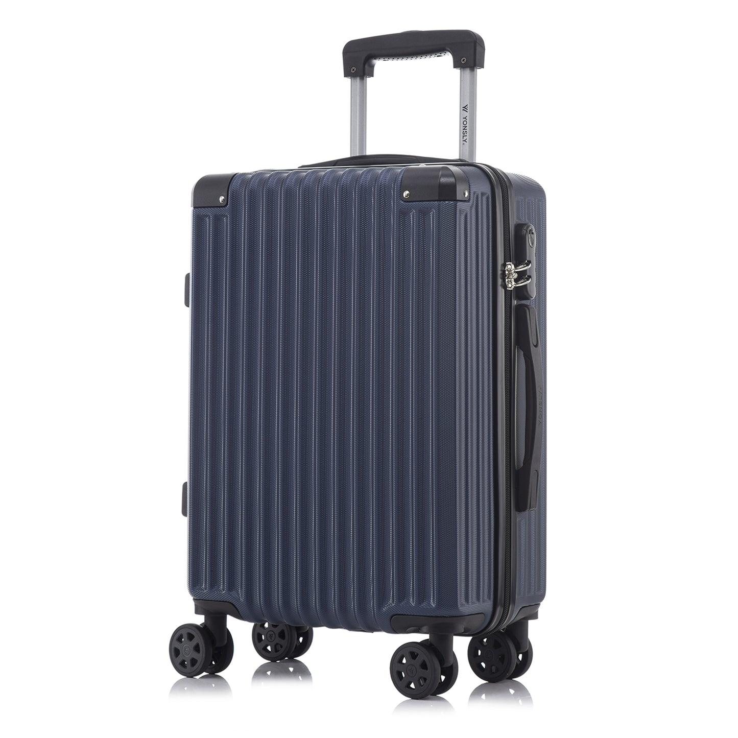 YONSLY® Trolley Travel Suitcase, Rolling Suitcase Carry-on Hardshell Suitcase with 4 360° Wheels, Combination Lock, Soft Rubber Handle