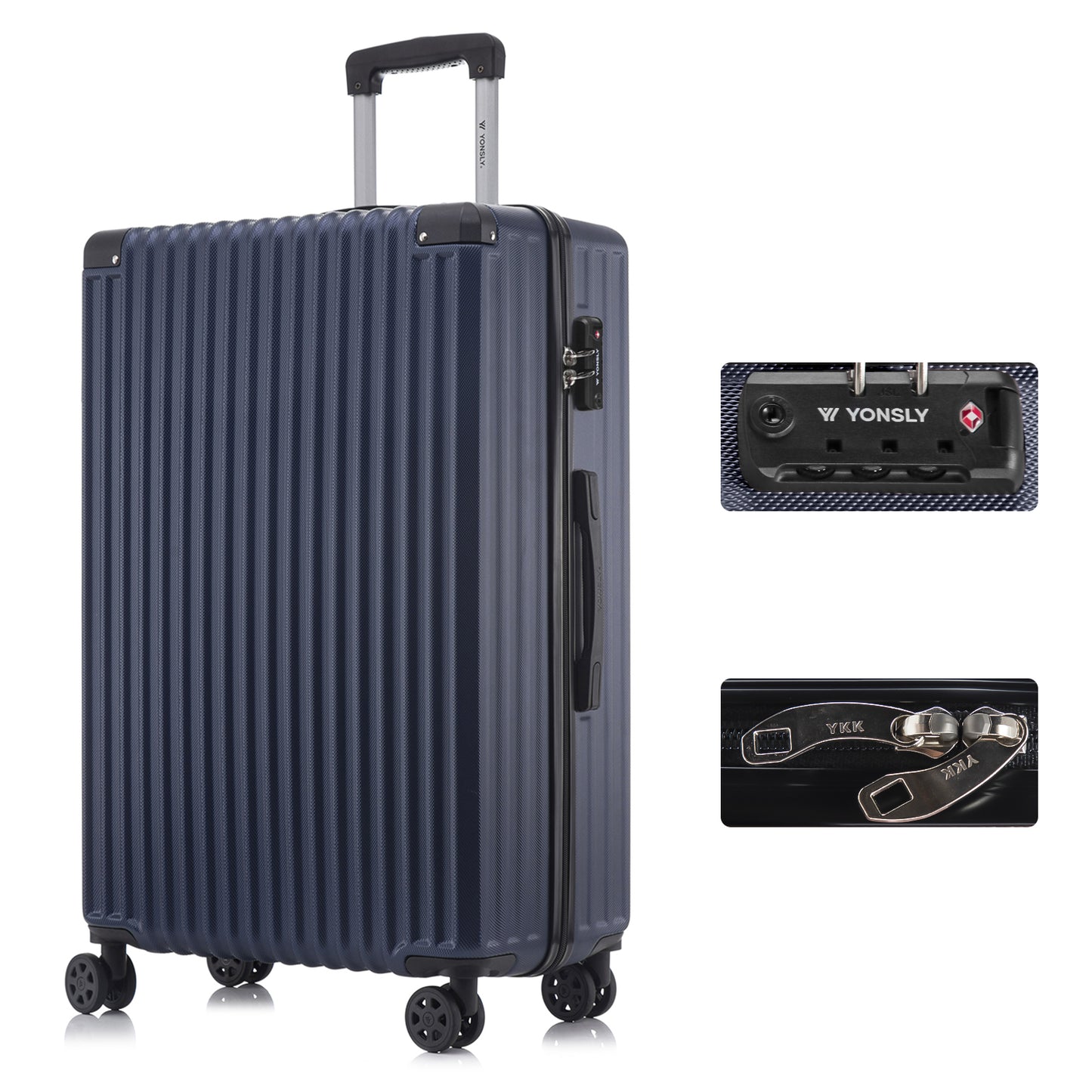 YONSLY® Premium Reisekoffer TSA-Schloss,YKK-Reißverschluss Hartschalen-Koffer Trolley Kabinenkoffer Rollkoffer Suitcase Handgepäck 4 Rollen