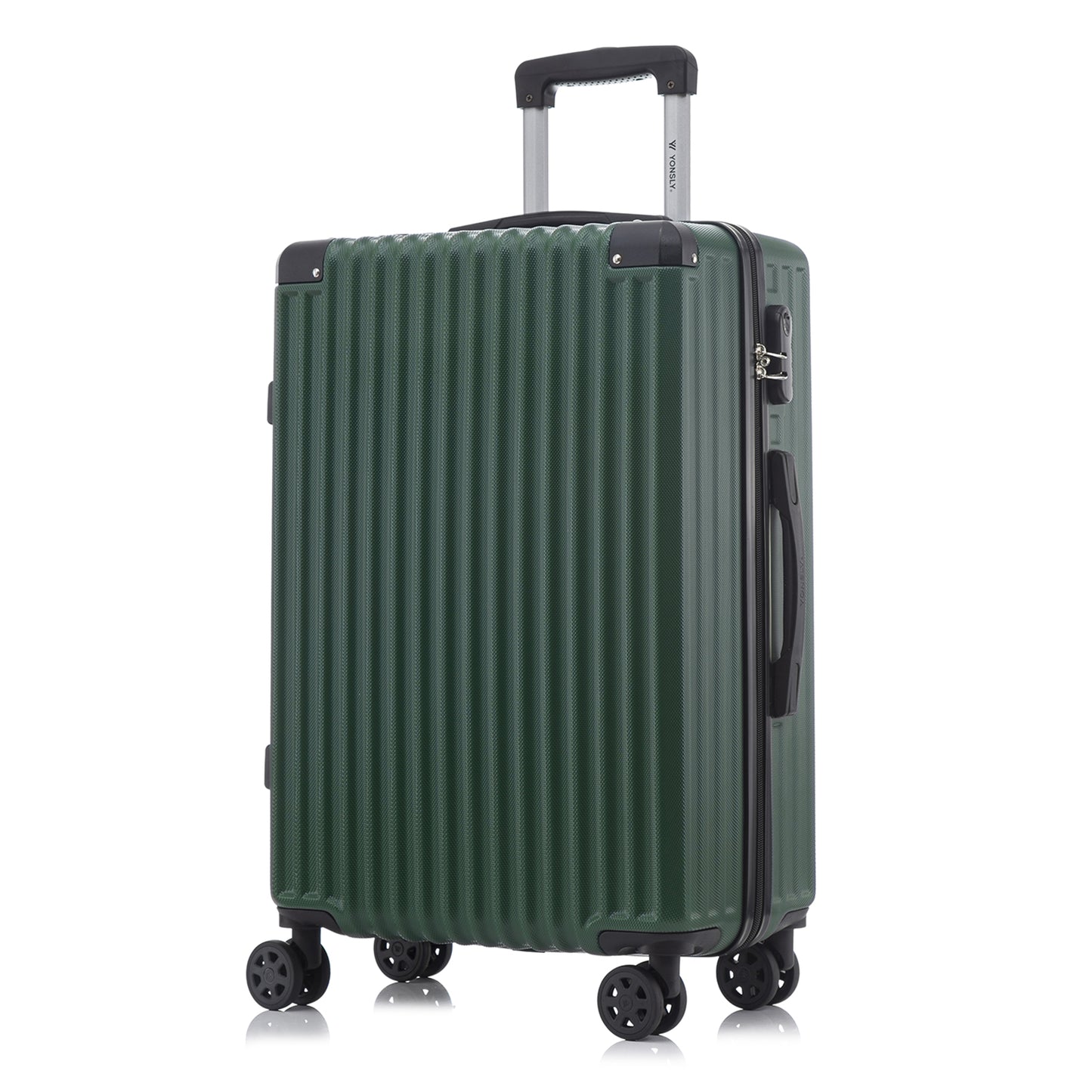 YONSLY® Trolley Travel Suitcase, Rolling Suitcase Carry-on Hardshell Suitcase with 4 360° Wheels, Combination Lock, Soft Rubber Handle