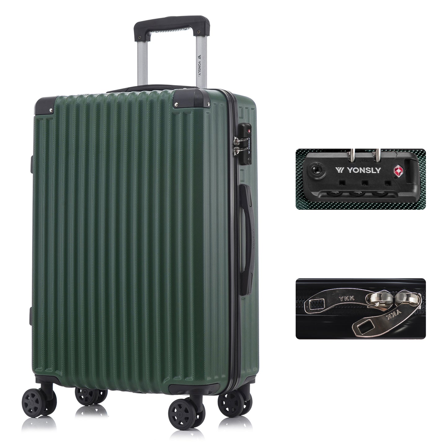 YONSLY® Premium Reisekoffer TSA-Schloss,YKK-Reißverschluss Hartschalen-Koffer Trolley Kabinenkoffer Rollkoffer Suitcase Handgepäck 4 Rollen