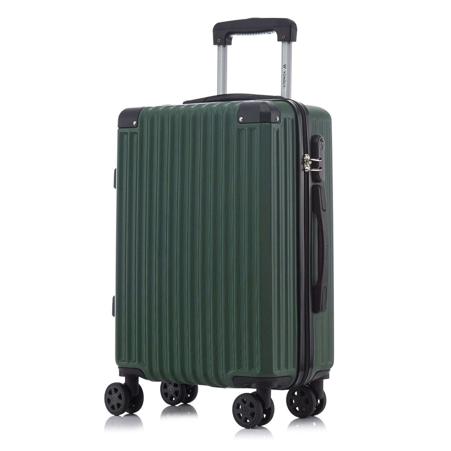 YONSLY® Trolley Travel Suitcase, Rolling Suitcase Carry-on Hardshell Suitcase with 4 360° Wheels, Combination Lock, Soft Rubber Handle