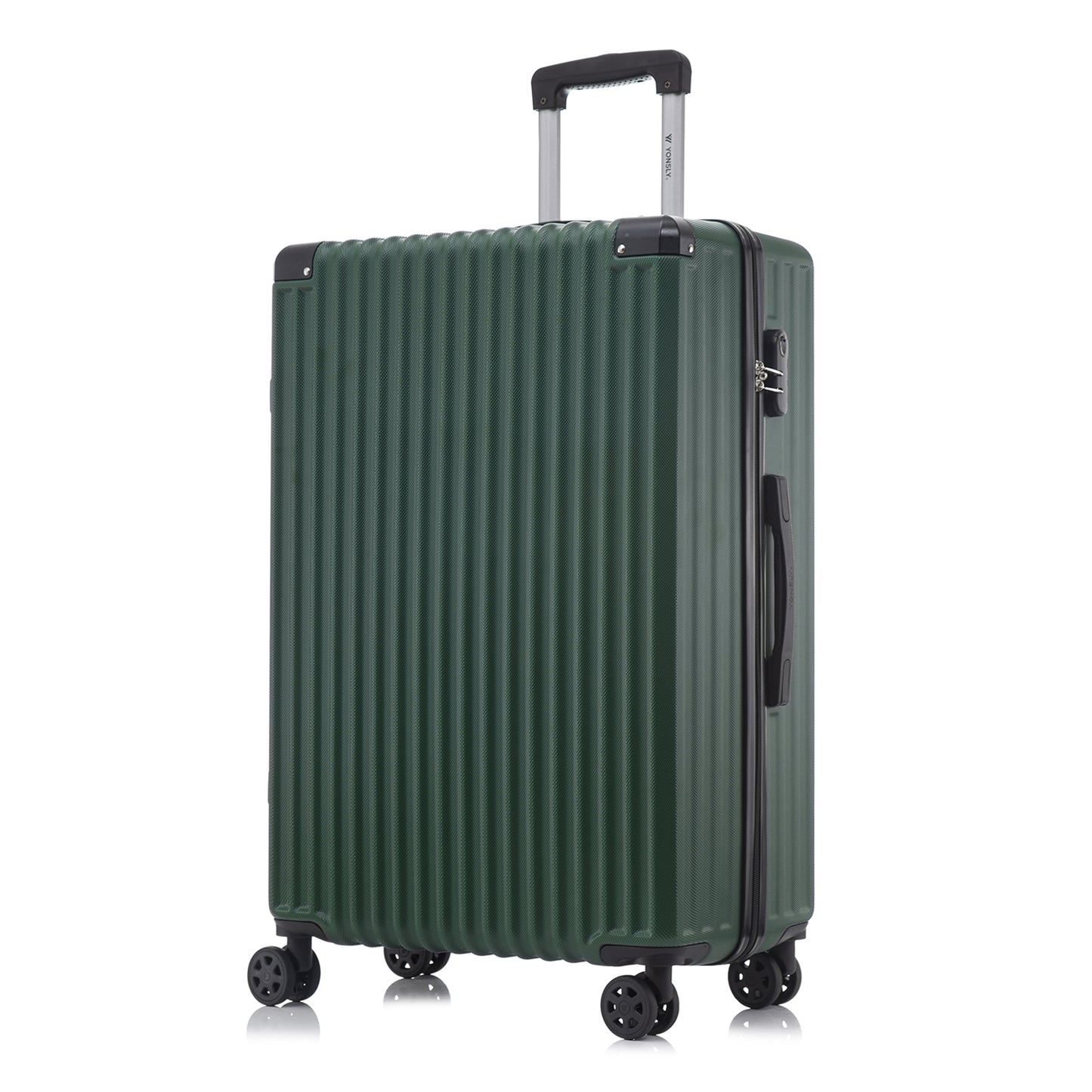 YONSLY® Trolley Travel Suitcase, Rolling Suitcase Carry-on Hardshell Suitcase with 4 360° Wheels, Combination Lock, Soft Rubber Handle