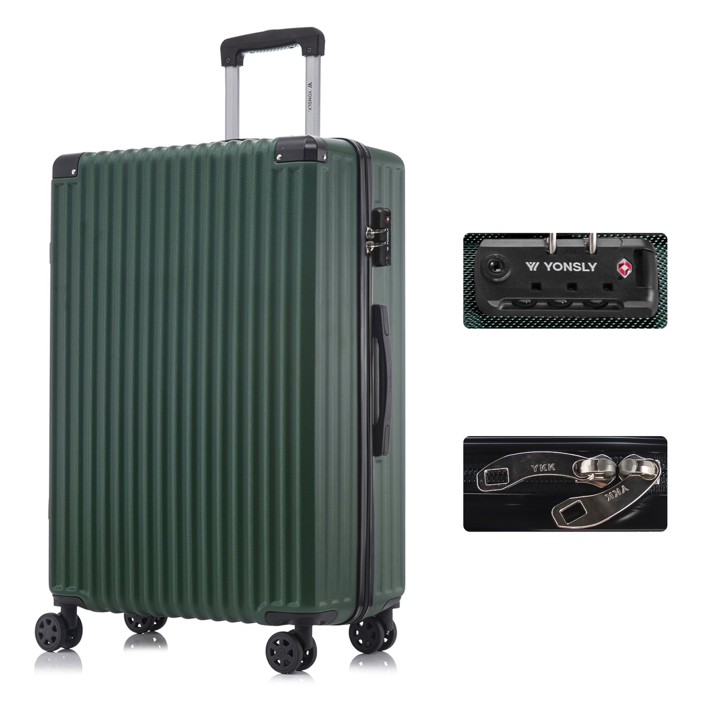 YONSLY® Premium Reisekoffer TSA-Schloss,YKK-Reißverschluss Hartschalen-Koffer Trolley Kabinenkoffer Rollkoffer Suitcase Handgepäck 4 Rollen
