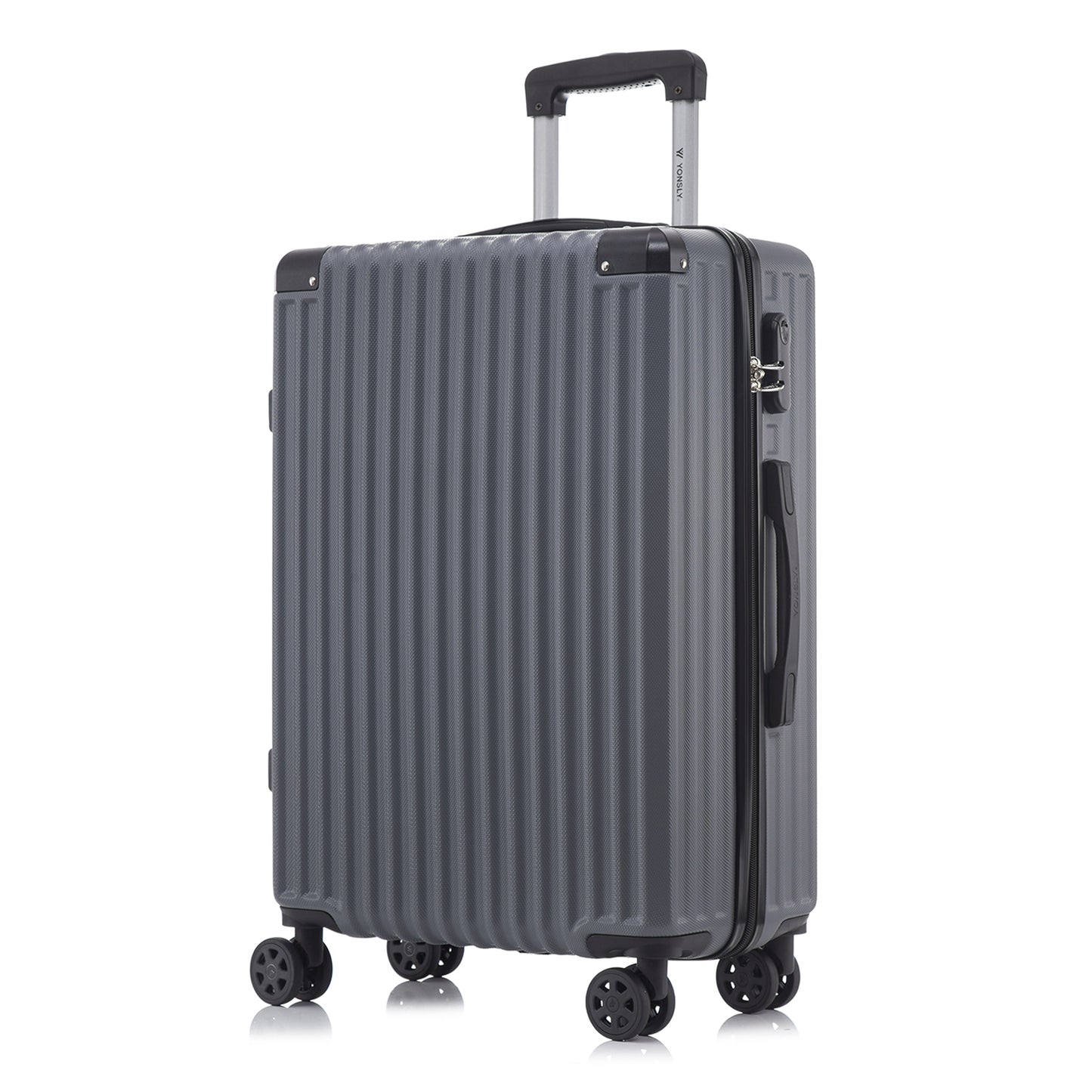 YONSLY® Trolley Travel Suitcase, Rolling Suitcase Carry-on Hardshell Suitcase with 4 360° Wheels, Combination Lock, Soft Rubber Handle