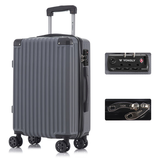 YONSLY® Premium Reisekoffer TSA-Schloss,YKK-Reißverschluss Hartschalen-Koffer Trolley Kabinenkoffer Rollkoffer Suitcase Handgepäck 4 Rollen