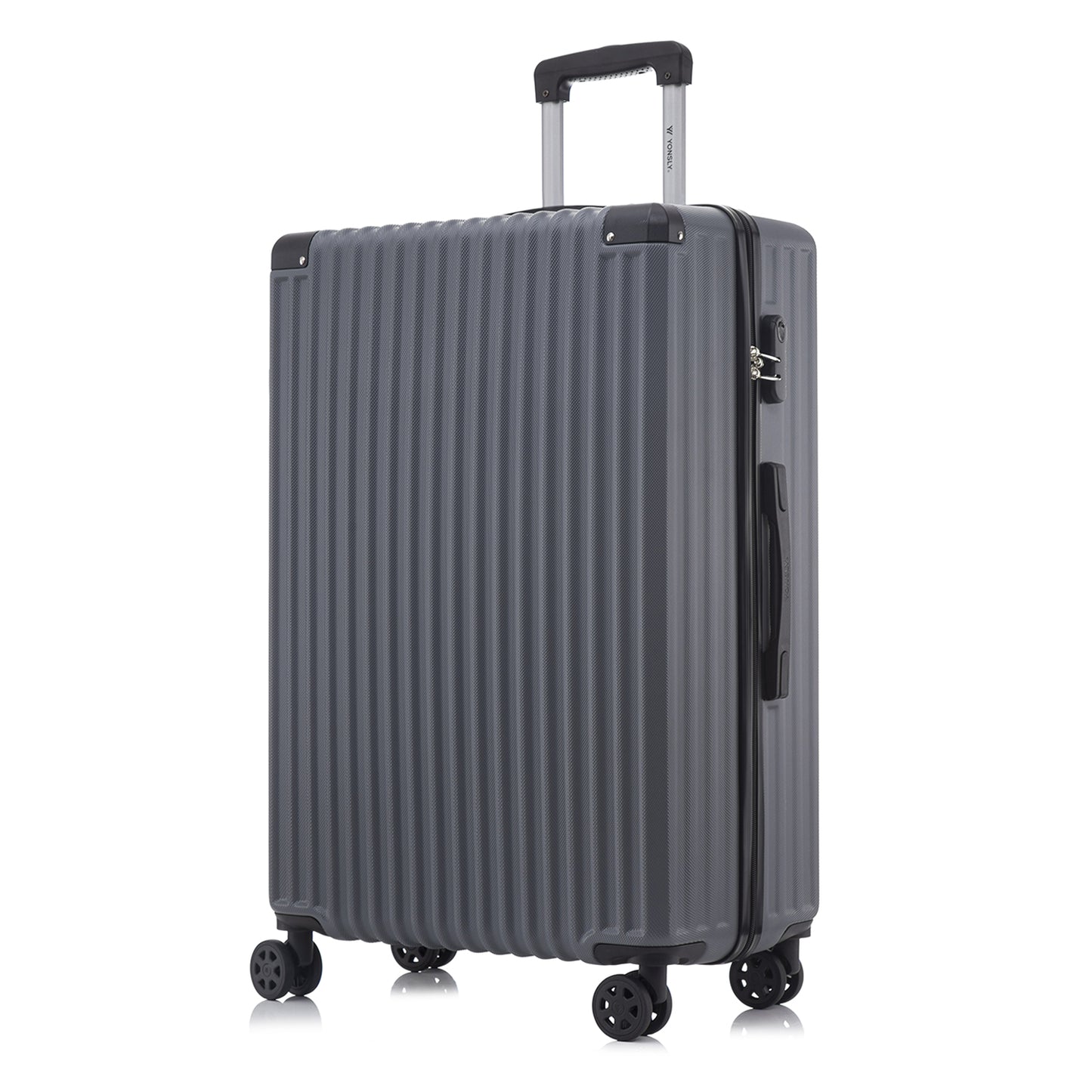 YONSLY® Trolley Travel Suitcase, Rolling Suitcase Carry-on Hardshell Suitcase with 4 360° Wheels, Combination Lock, Soft Rubber Handle