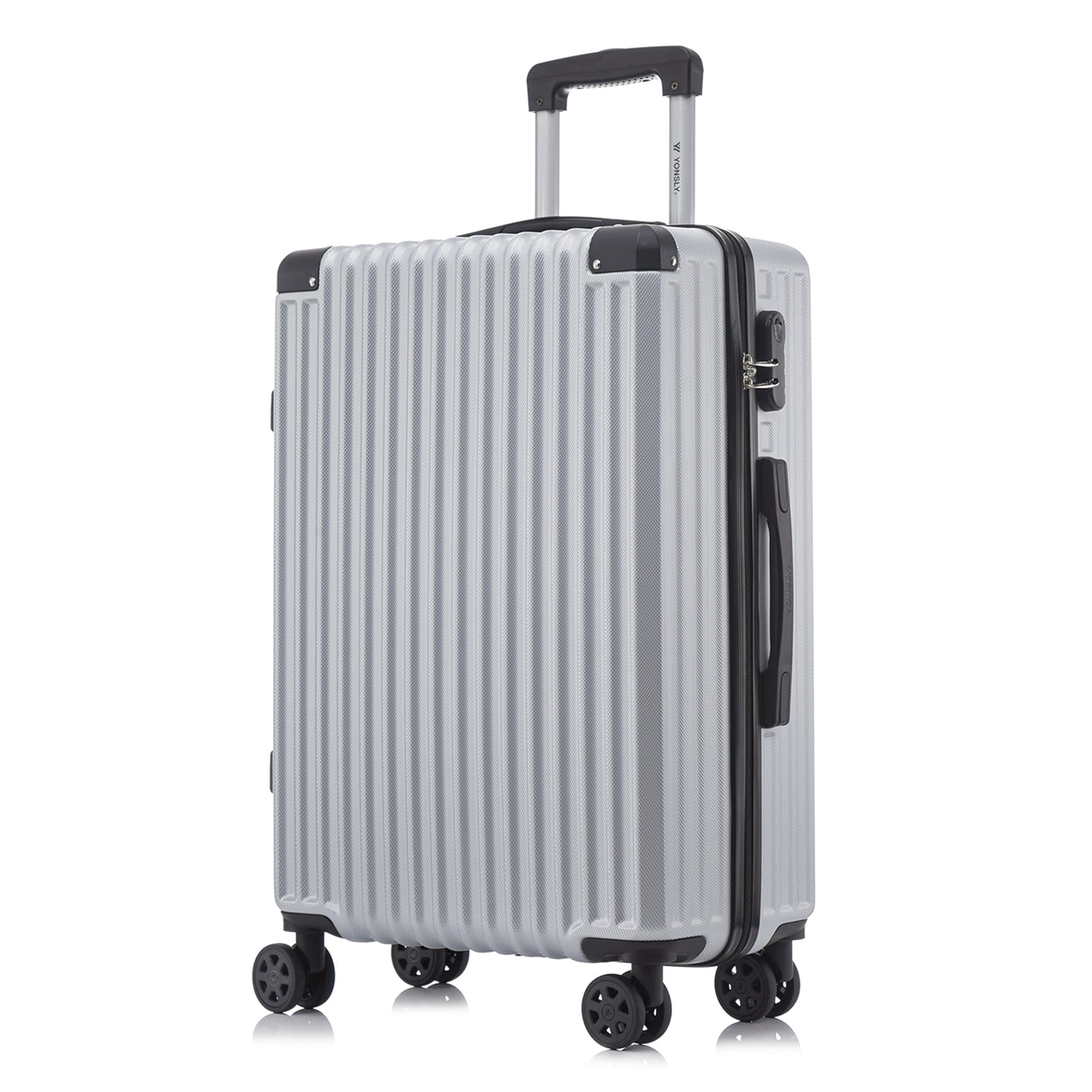 YONSLY® Trolley Travel Suitcase, Rolling Suitcase Carry-on Hardshell Suitcase with 4 360° Wheels, Combination Lock, Soft Rubber Handle