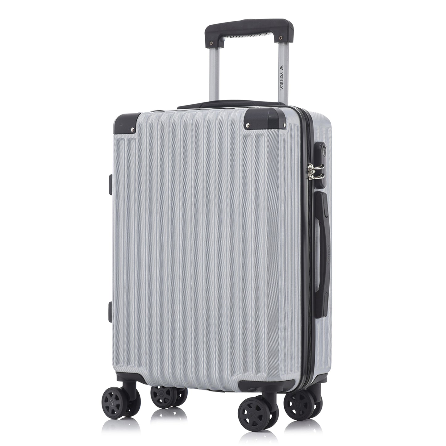 YONSLY® Trolley Travel Suitcase, Rolling Suitcase Carry-on Hardshell Suitcase with 4 360° Wheels, Combination Lock, Soft Rubber Handle