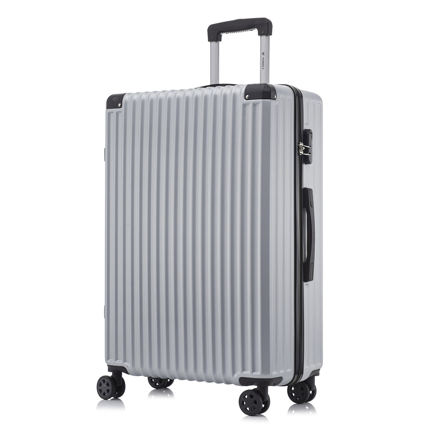 YONSLY® Trolley Travel Suitcase, Rolling Suitcase Carry-on Hardshell Suitcase with 4 360° Wheels, Combination Lock, Soft Rubber Handle