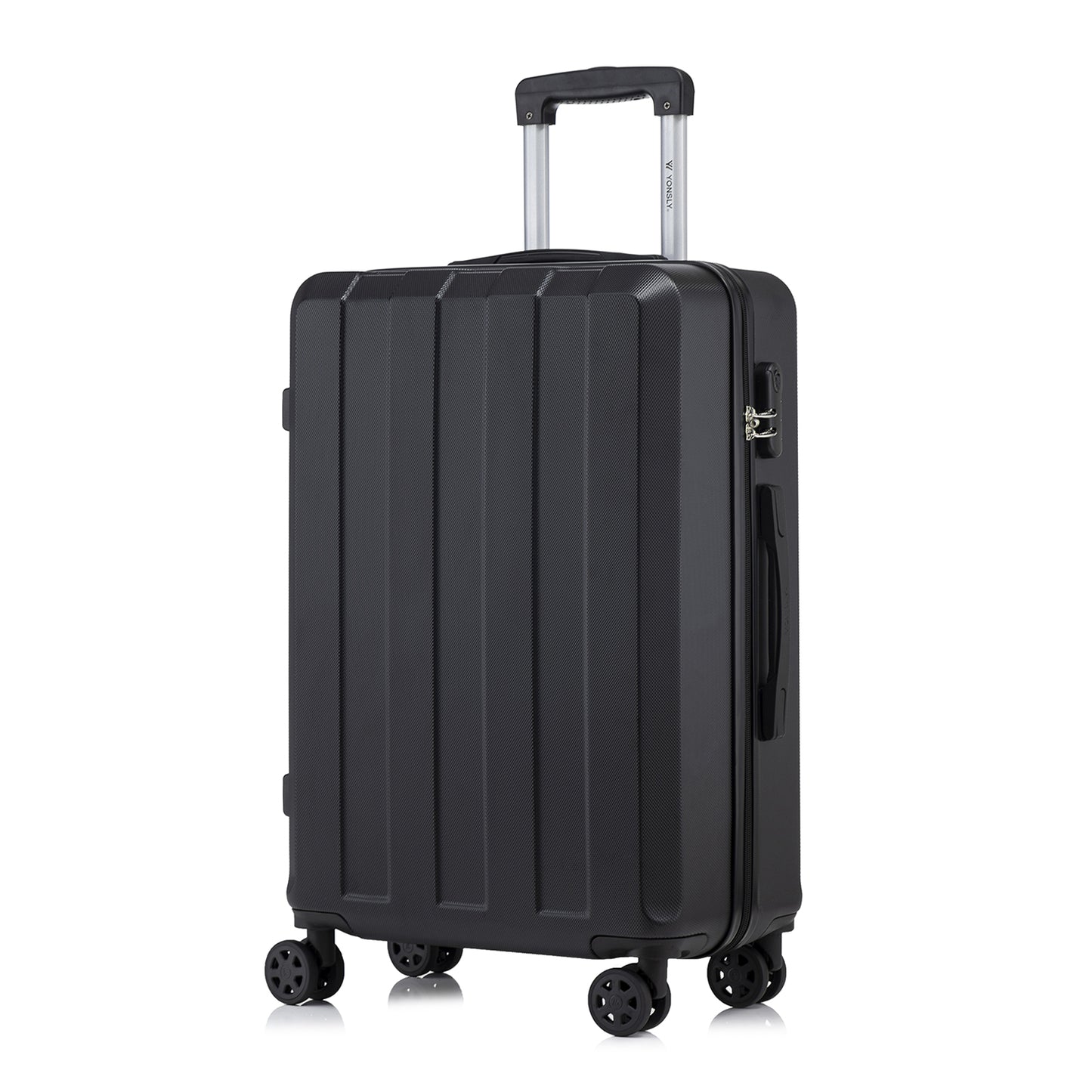 YONSLY® Trolley Suitcase, Travel Rolling Suitcase Cabin Luggage Hardside Suitcase with 4 360° Wheels, Combination Lock, Soft Rubber Handle