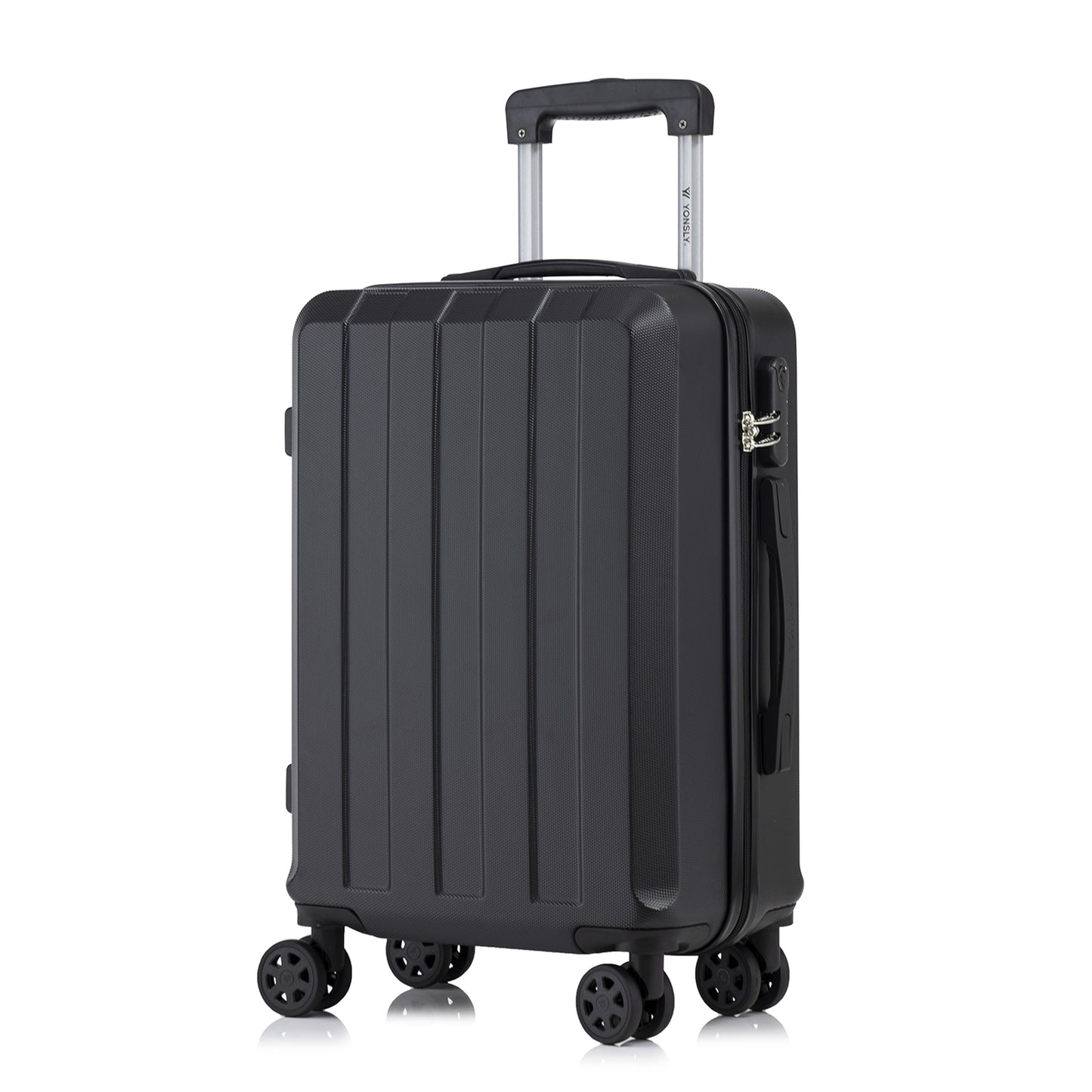 YONSLY® Trolley Suitcase, Travel Rolling Suitcase Cabin Luggage Hardside Suitcase with 4 360° Wheels, Combination Lock, Soft Rubber Handle