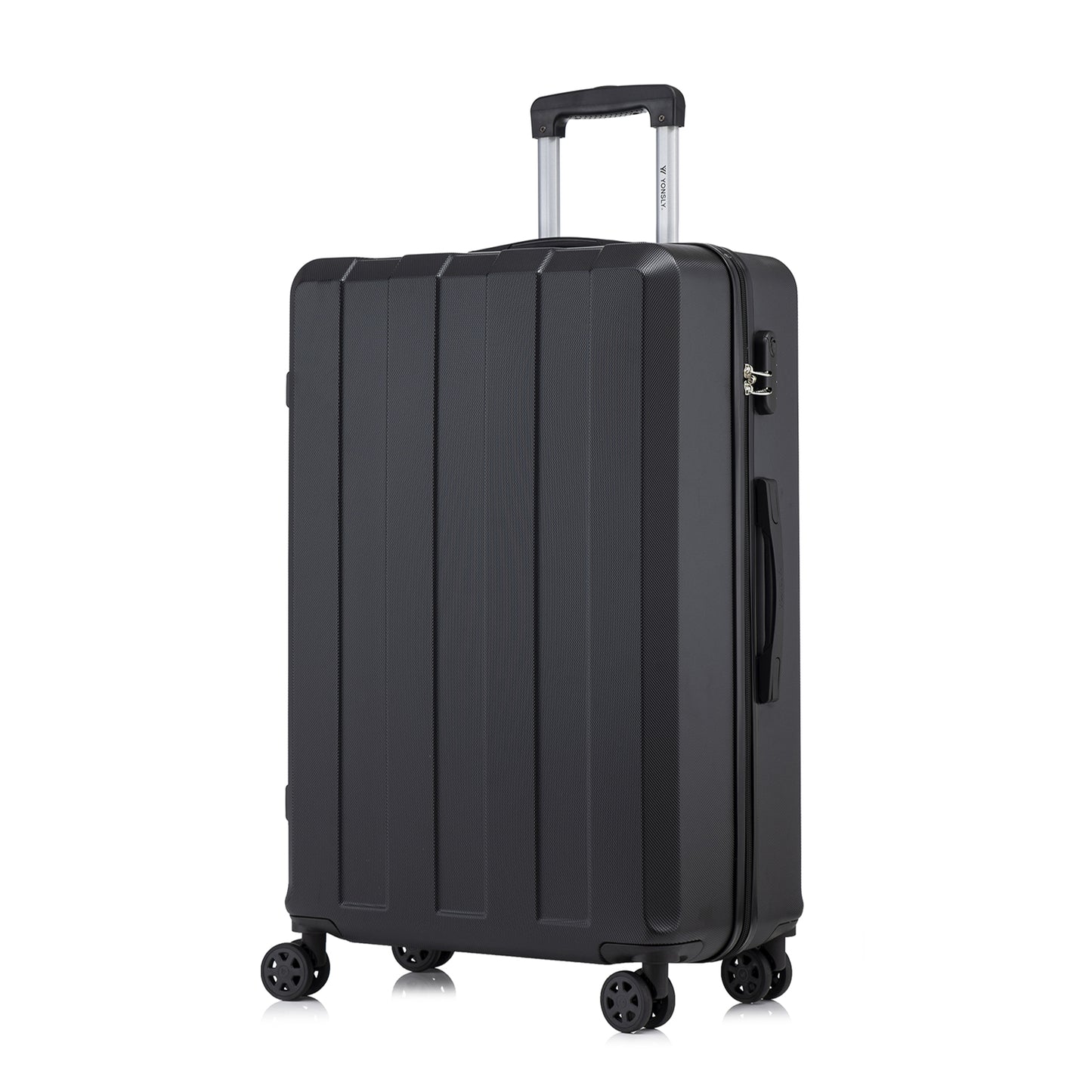 YONSLY® Trolley Suitcase, Travel Rolling Suitcase Cabin Luggage Hardside Suitcase with 4 360° Wheels, Combination Lock, Soft Rubber Handle