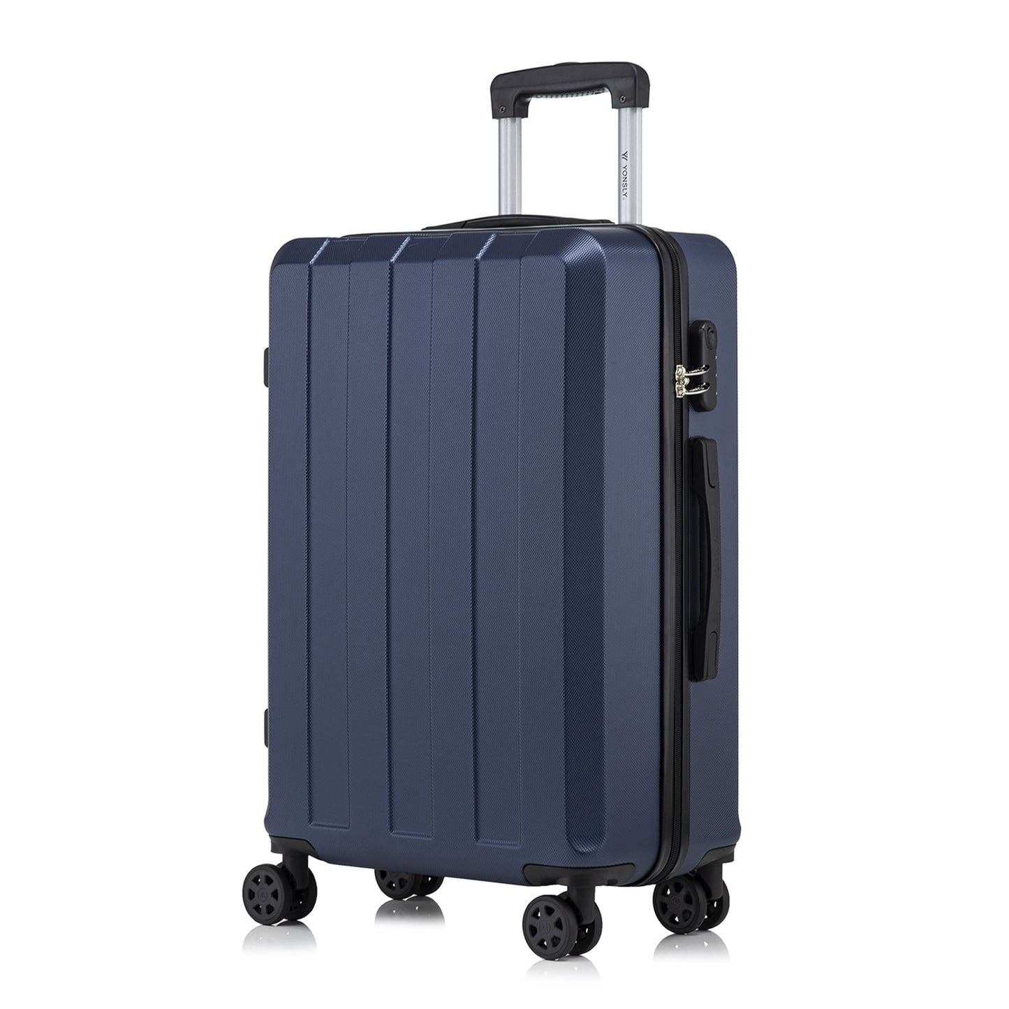 YONSLY® Trolley Suitcase, Travel Rolling Suitcase Cabin Luggage Hardside Suitcase with 4 360° Wheels, Combination Lock, Soft Rubber Handle