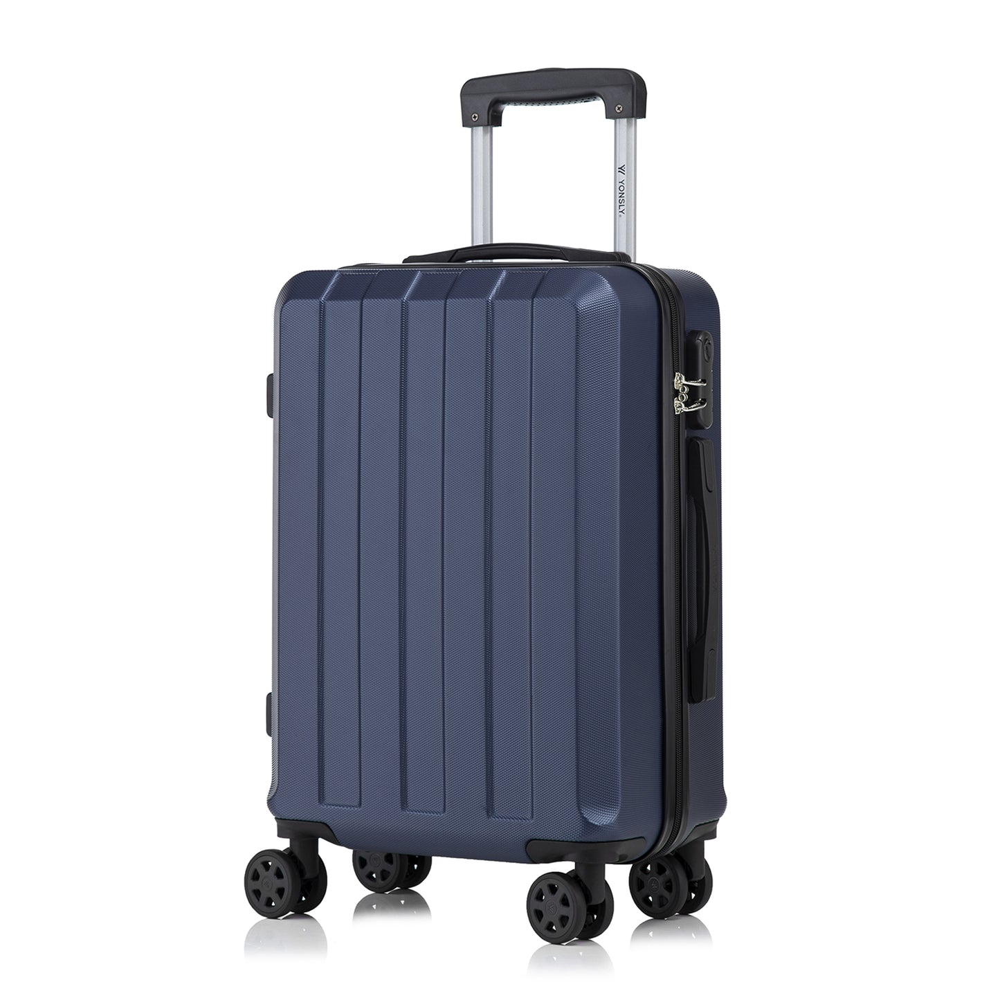 YONSLY® Trolley Suitcase, Travel Rolling Suitcase Cabin Luggage Hardside Suitcase with 4 360° Wheels, Combination Lock, Soft Rubber Handle