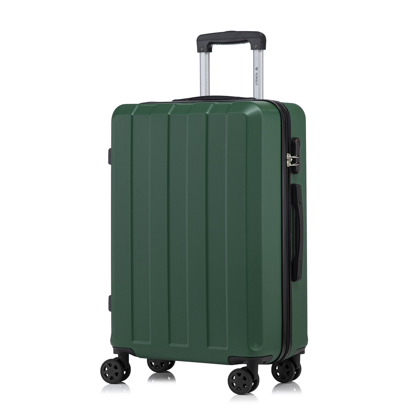 YONSLY® Trolley Suitcase, Travel Rolling Suitcase Cabin Luggage Hardside Suitcase with 4 360° Wheels, Combination Lock, Soft Rubber Handle