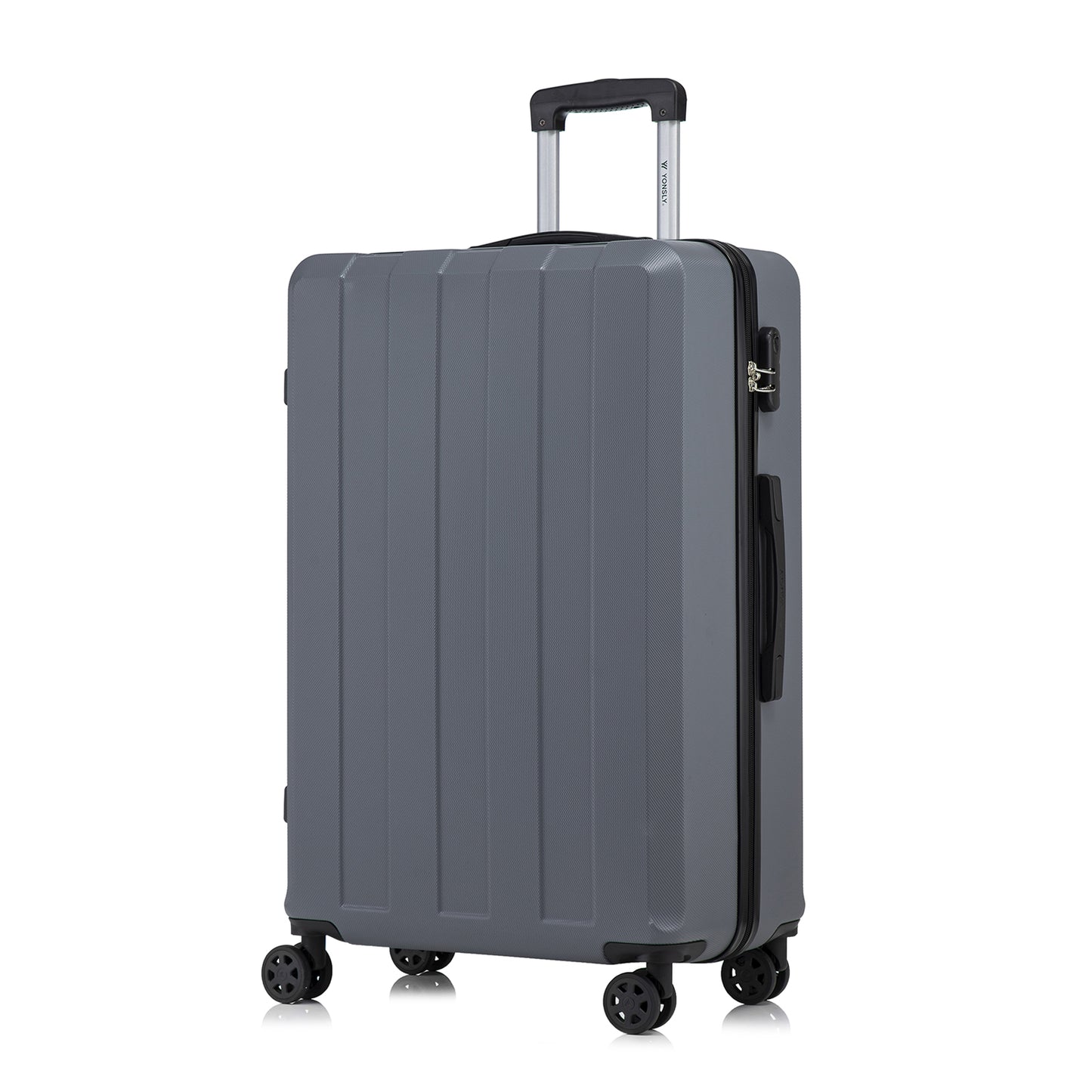 YONSLY® Trolley Suitcase, Travel Rolling Suitcase Cabin Luggage Hardside Suitcase with 4 360° Wheels, Combination Lock, Soft Rubber Handle