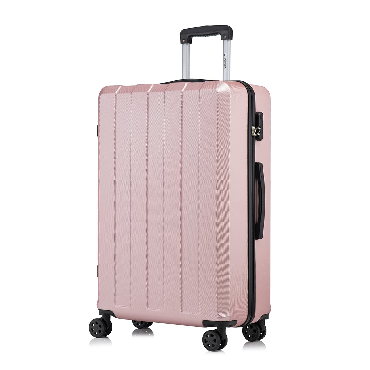 YONSLY® Trolley Suitcase, Travel Rolling Suitcase Cabin Luggage Hardside Suitcase with 4 360° Wheels, Combination Lock, Soft Rubber Handle