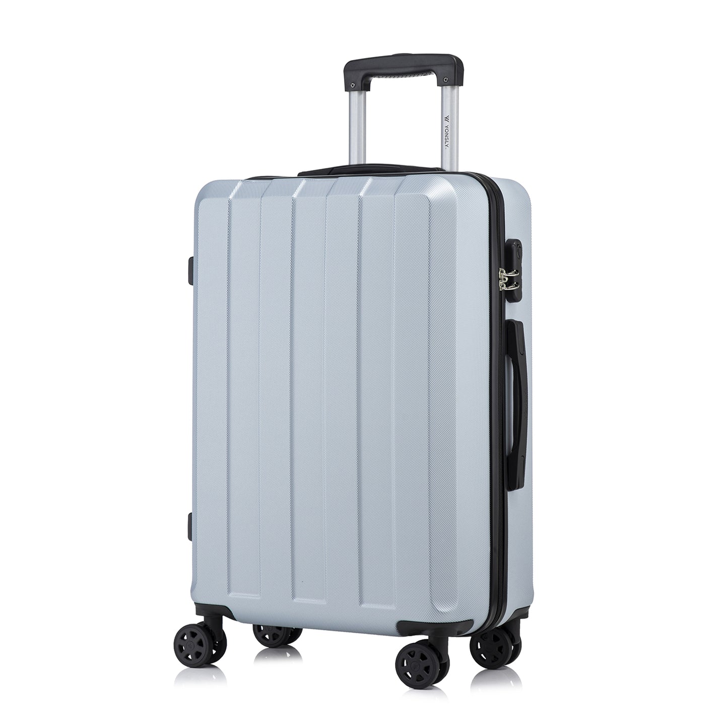 YONSLY® Trolley Suitcase, Travel Rolling Suitcase Cabin Luggage Hardside Suitcase with 4 360° Wheels, Combination Lock, Soft Rubber Handle