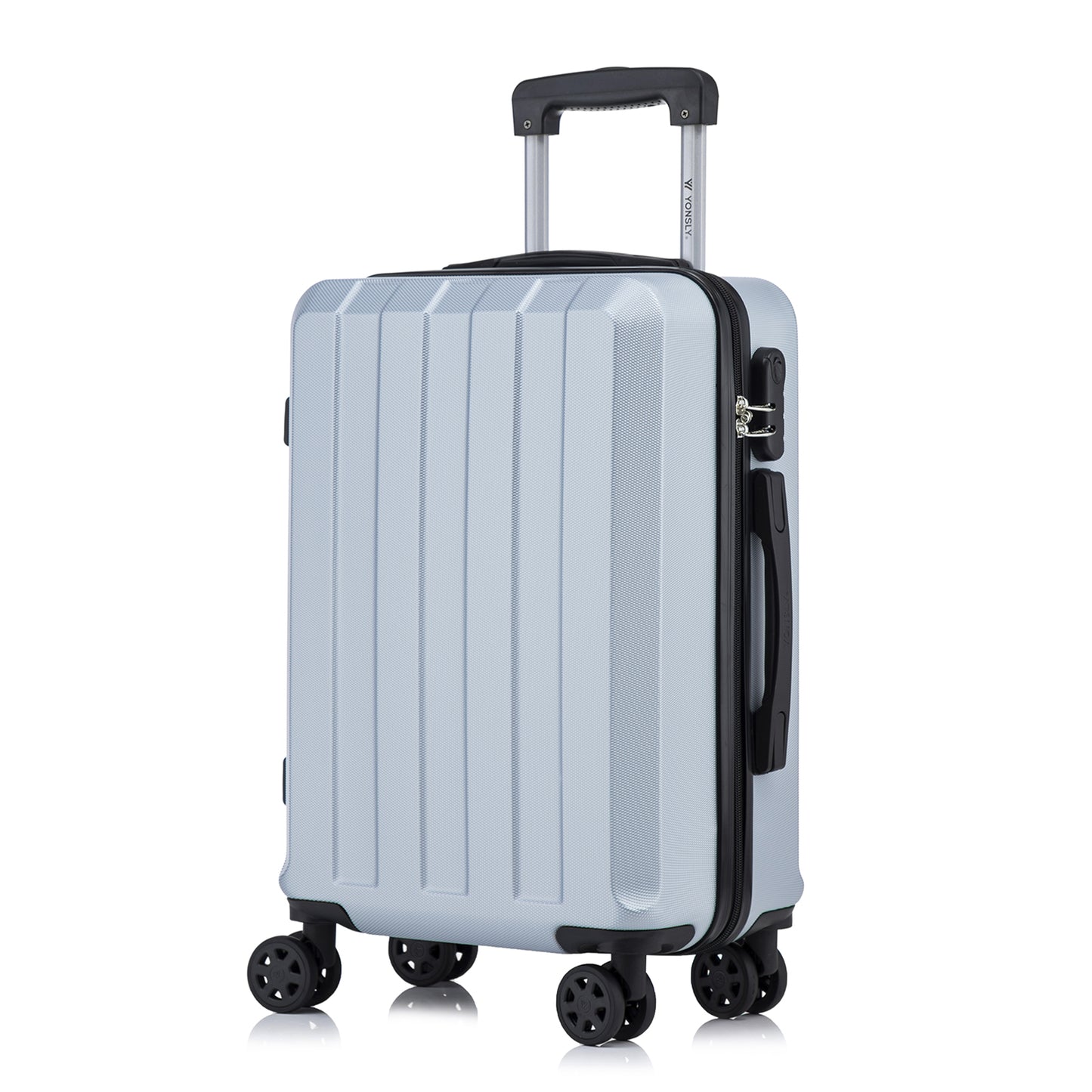 YONSLY® Trolley Suitcase, Travel Rolling Suitcase Cabin Luggage Hardside Suitcase with 4 360° Wheels, Combination Lock, Soft Rubber Handle