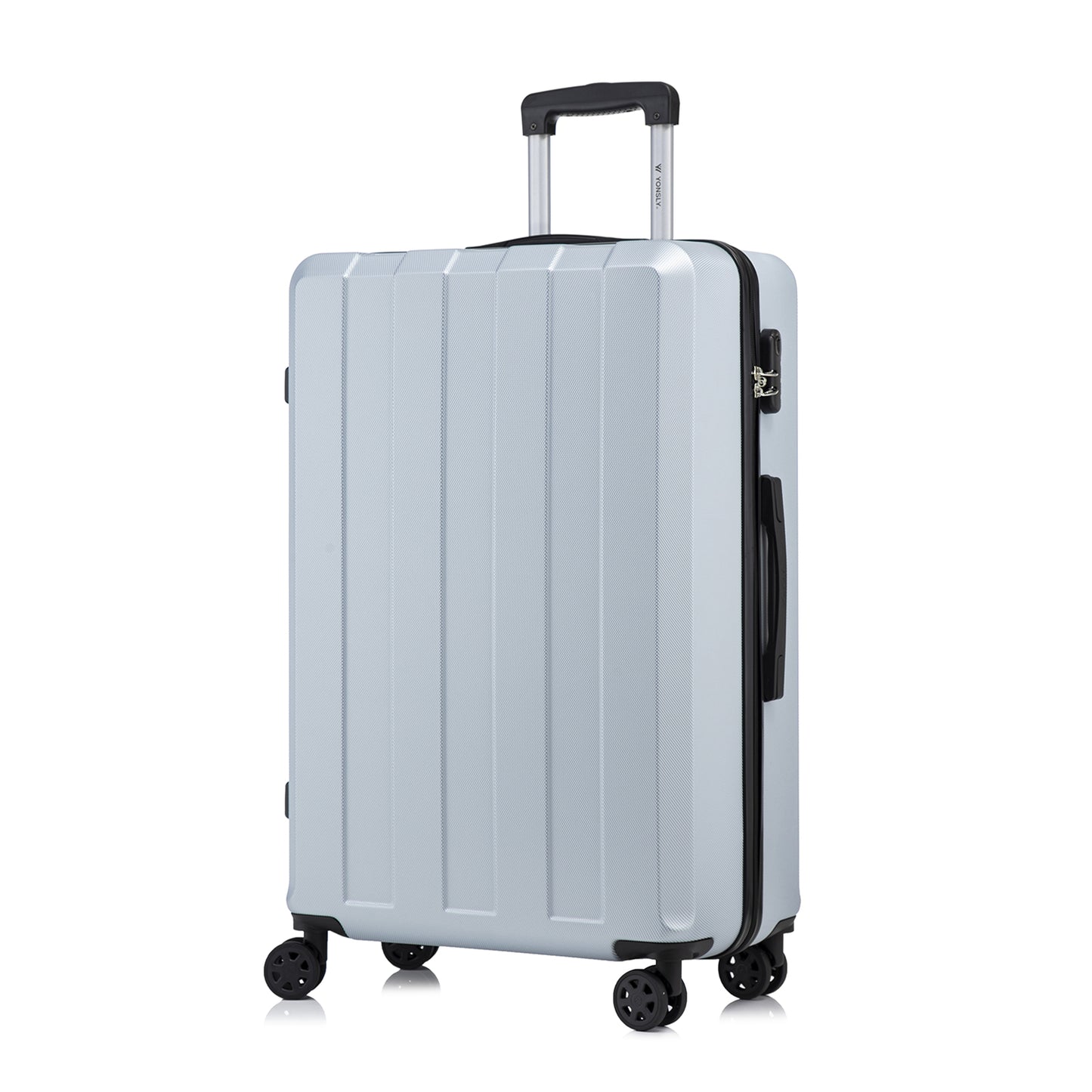 YONSLY® Trolley Suitcase, Travel Rolling Suitcase Cabin Luggage Hardside Suitcase with 4 360° Wheels, Combination Lock, Soft Rubber Handle
