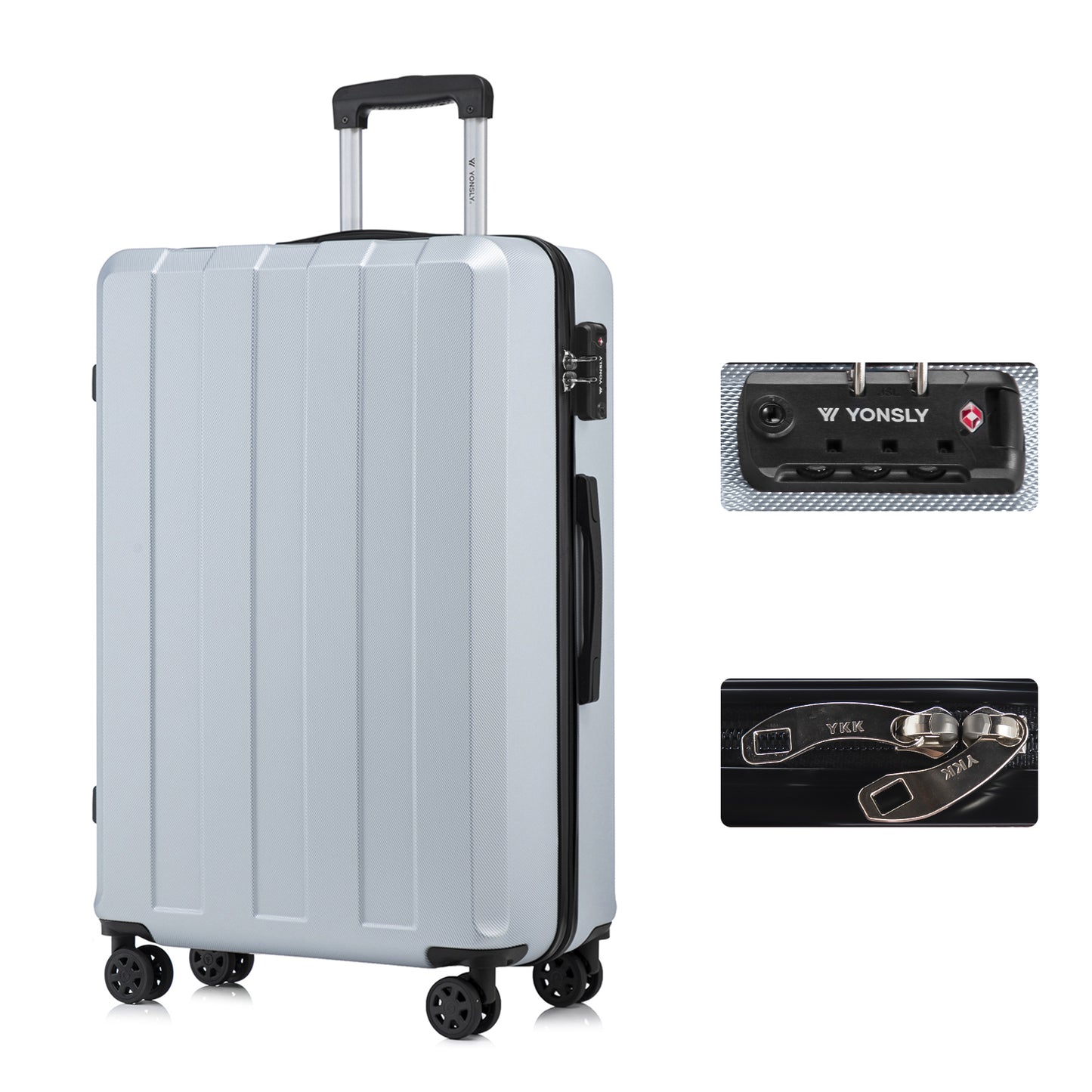 YONSLY® Premium Travel Suitcase TSA Lock, YKK Zipper Hardshell Suitcase Trolley Carry-on Spinner Suitcase Hand Luggage 4 Wheels