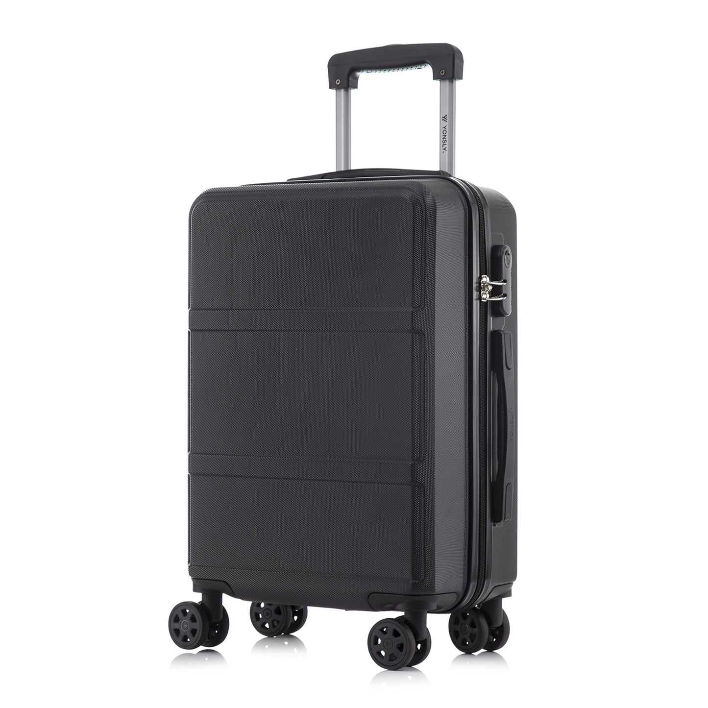 YONSLY® Trolley Reisekoffer Travel Suitcase, Rollkoffer Handgepäck, Hartschalenreisekoffer mit 4 Rollen 360°, Zahlenschloss, Weicher Gummigriff