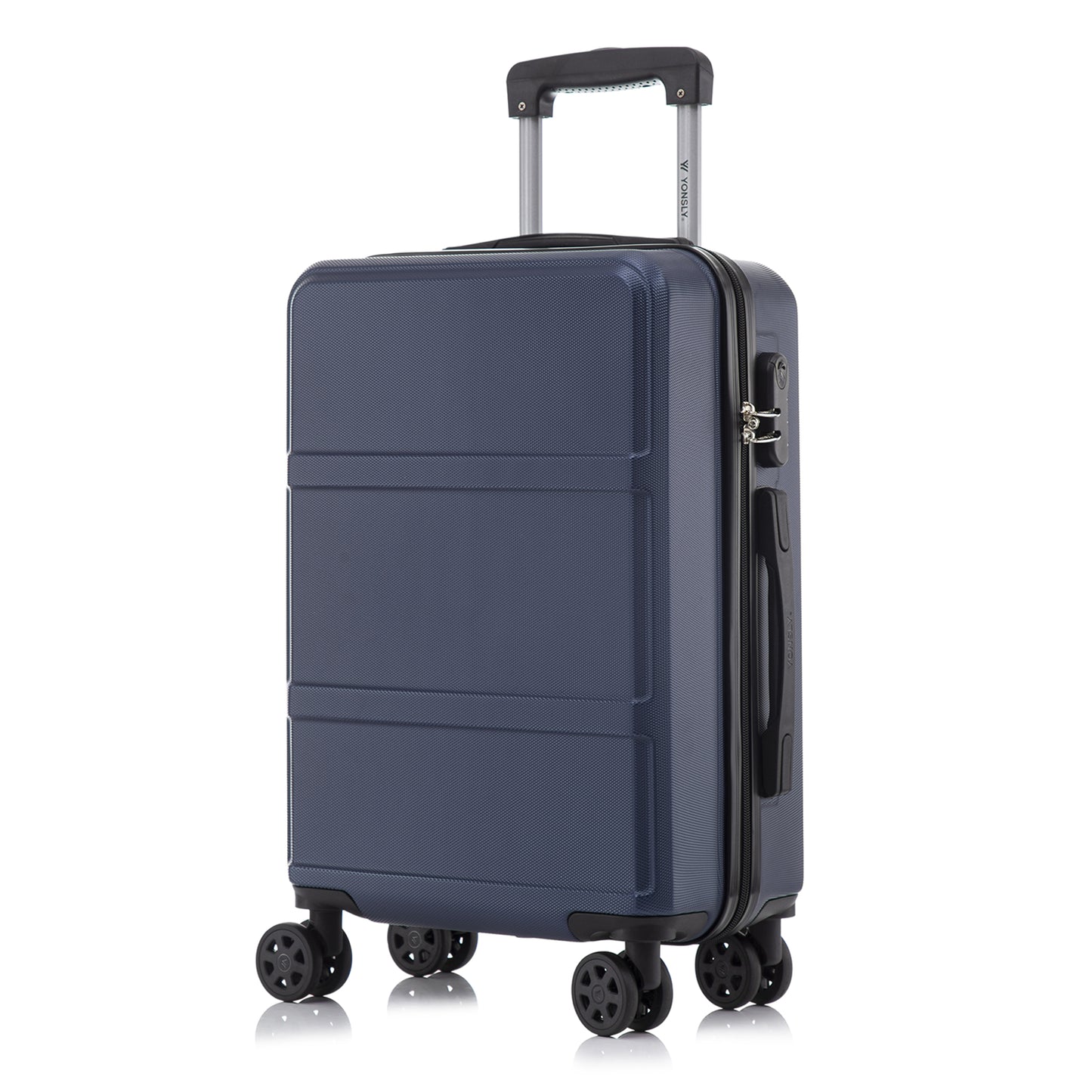 YONSLY® Trolley Reisekoffer Travel Suitcase, Rollkoffer Handgepäck, Hartschalenreisekoffer mit 4 Rollen 360°, Zahlenschloss, Weicher Gummigriff