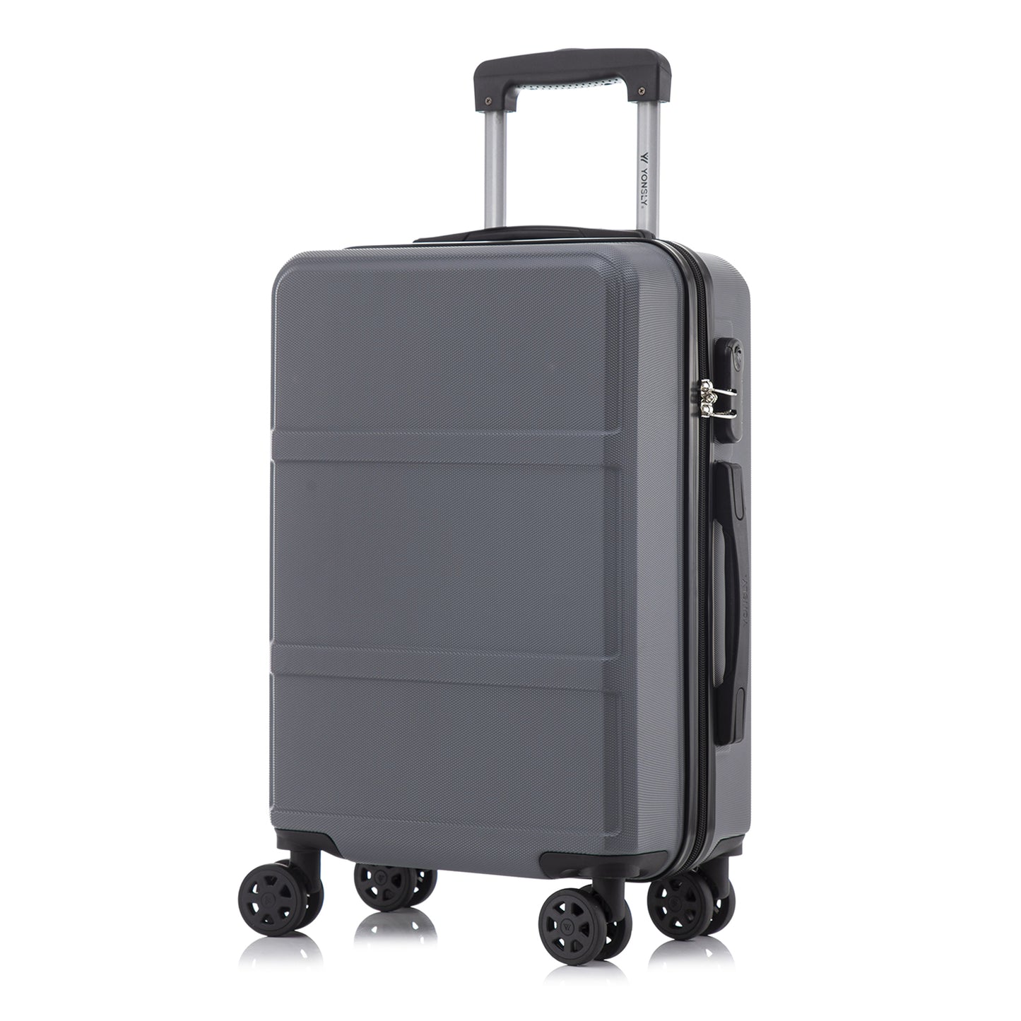 YONSLY® Trolley Reisekoffer Travel Suitcase, Rollkoffer Handgepäck, Hartschalenreisekoffer mit 4 Rollen 360°, Zahlenschloss, Weicher Gummigriff