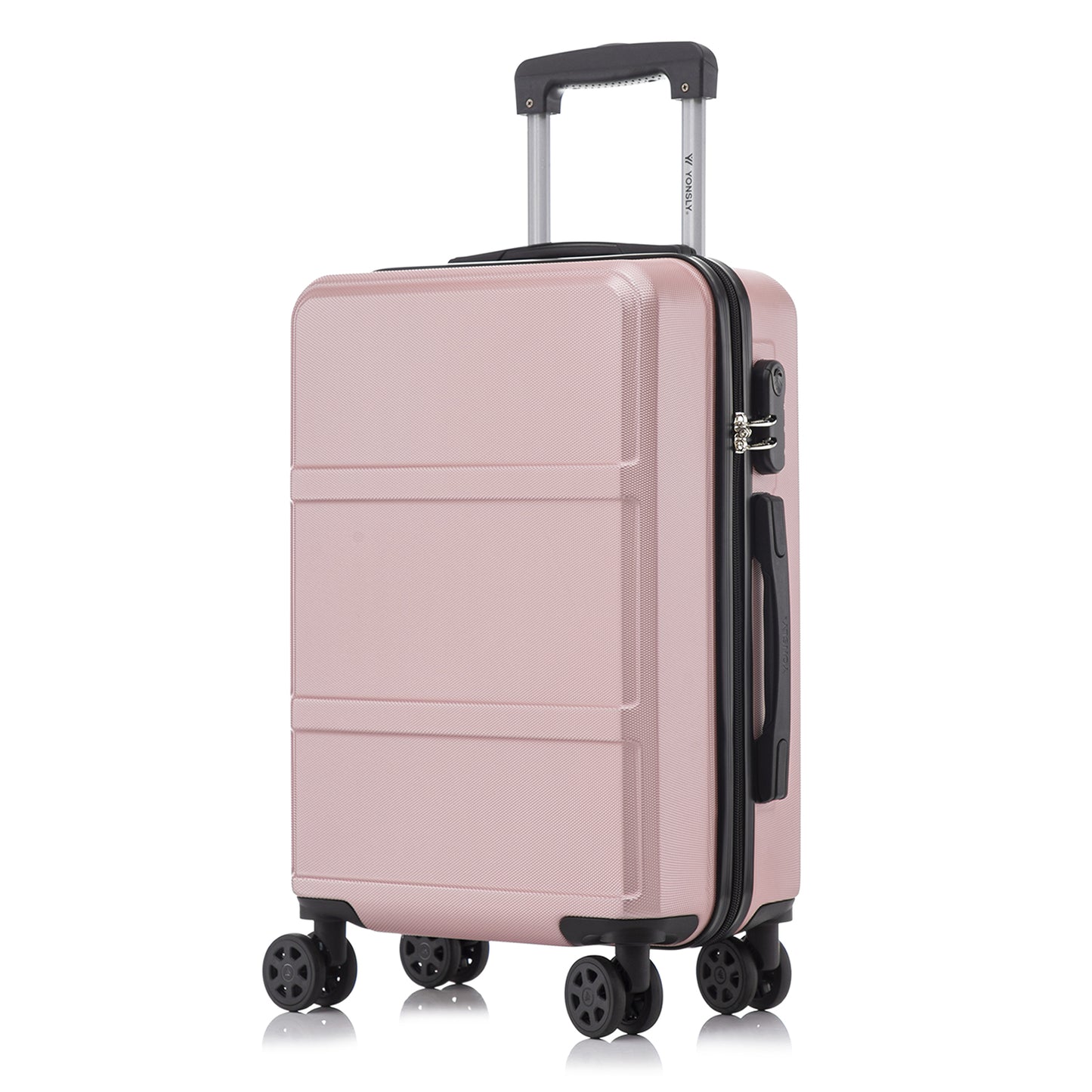 YONSLY® Trolley Reisekoffer Travel Suitcase, Rollkoffer Handgepäck, Hartschalenreisekoffer mit 4 Rollen 360°, Zahlenschloss, Weicher Gummigriff