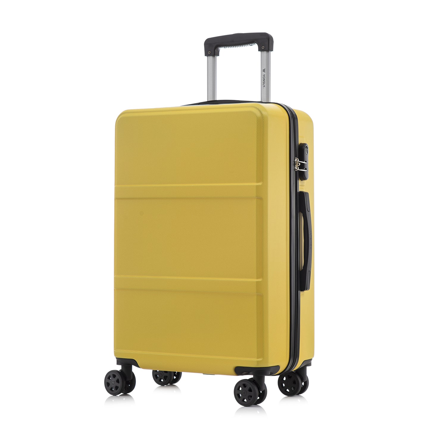YONSLY® Trolley Reisekoffer Travel Suitcase, Rollkoffer Handgepäck, Hartschalenreisekoffer mit 4 Rollen 360°, Zahlenschloss, Weicher Gummigriff