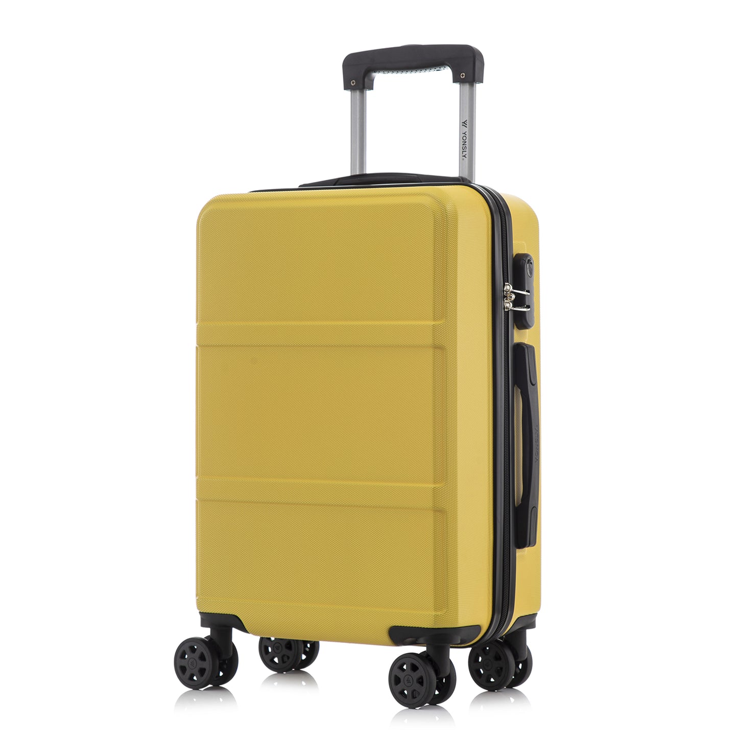 YONSLY® Trolley Reisekoffer Travel Suitcase, Rollkoffer Handgepäck, Hartschalenreisekoffer mit 4 Rollen 360°, Zahlenschloss, Weicher Gummigriff