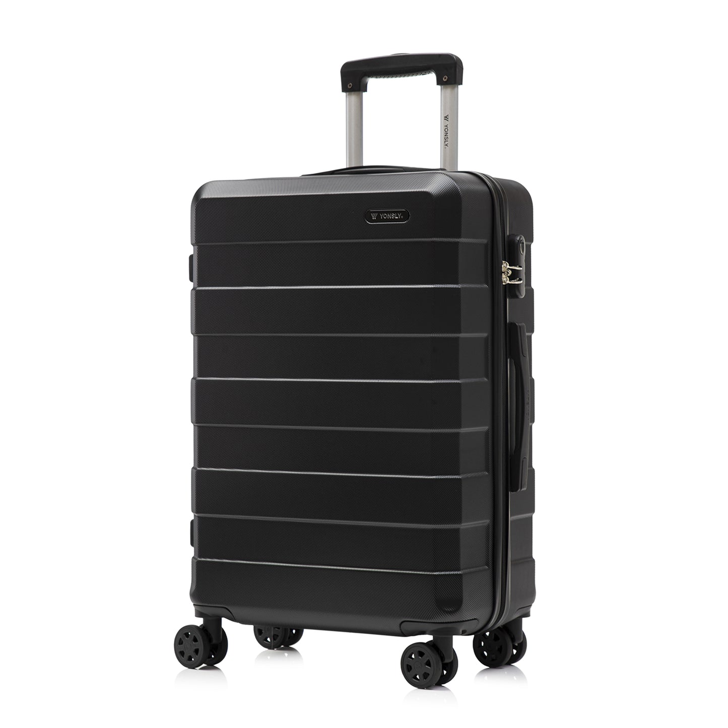 YONSLY® Trolley Travel Suitcase, Rolling Carry-on Luggage, Hardshell Suitcase with 4 360° Spinner Wheels, Combination Lock, Soft Rubber Handle