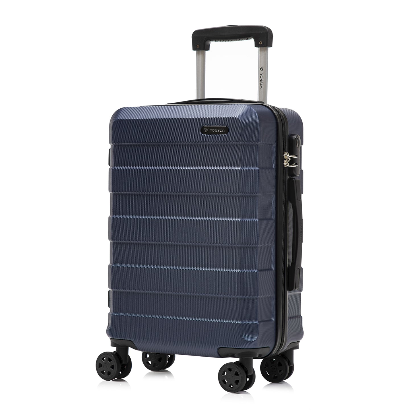 YONSLY® Trolley Travel Suitcase, Rolling Carry-on Luggage, Hardshell Suitcase with 4 360° Spinner Wheels, Combination Lock, Soft Rubber Handle
