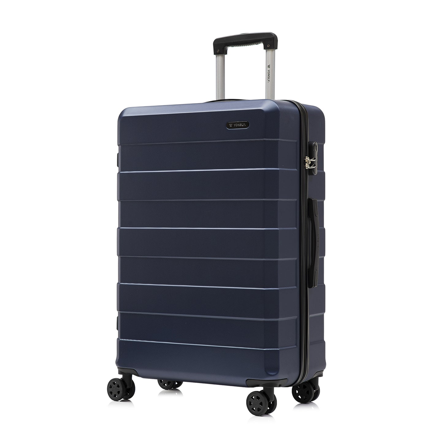 YONSLY® Trolley Travel Suitcase, Rolling Carry-on Luggage, Hardshell Suitcase with 4 360° Spinner Wheels, Combination Lock, Soft Rubber Handle