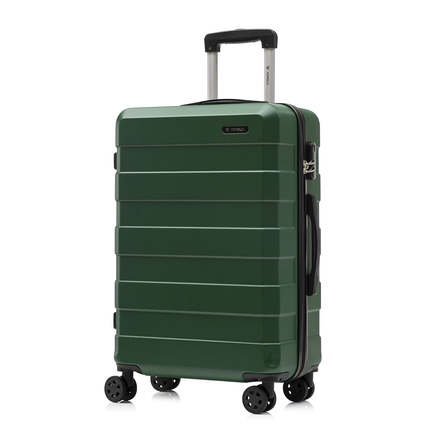 YONSLY® Trolley Travel Suitcase, Rolling Carry-on Luggage, Hardshell Suitcase with 4 360° Spinner Wheels, Combination Lock, Soft Rubber Handle