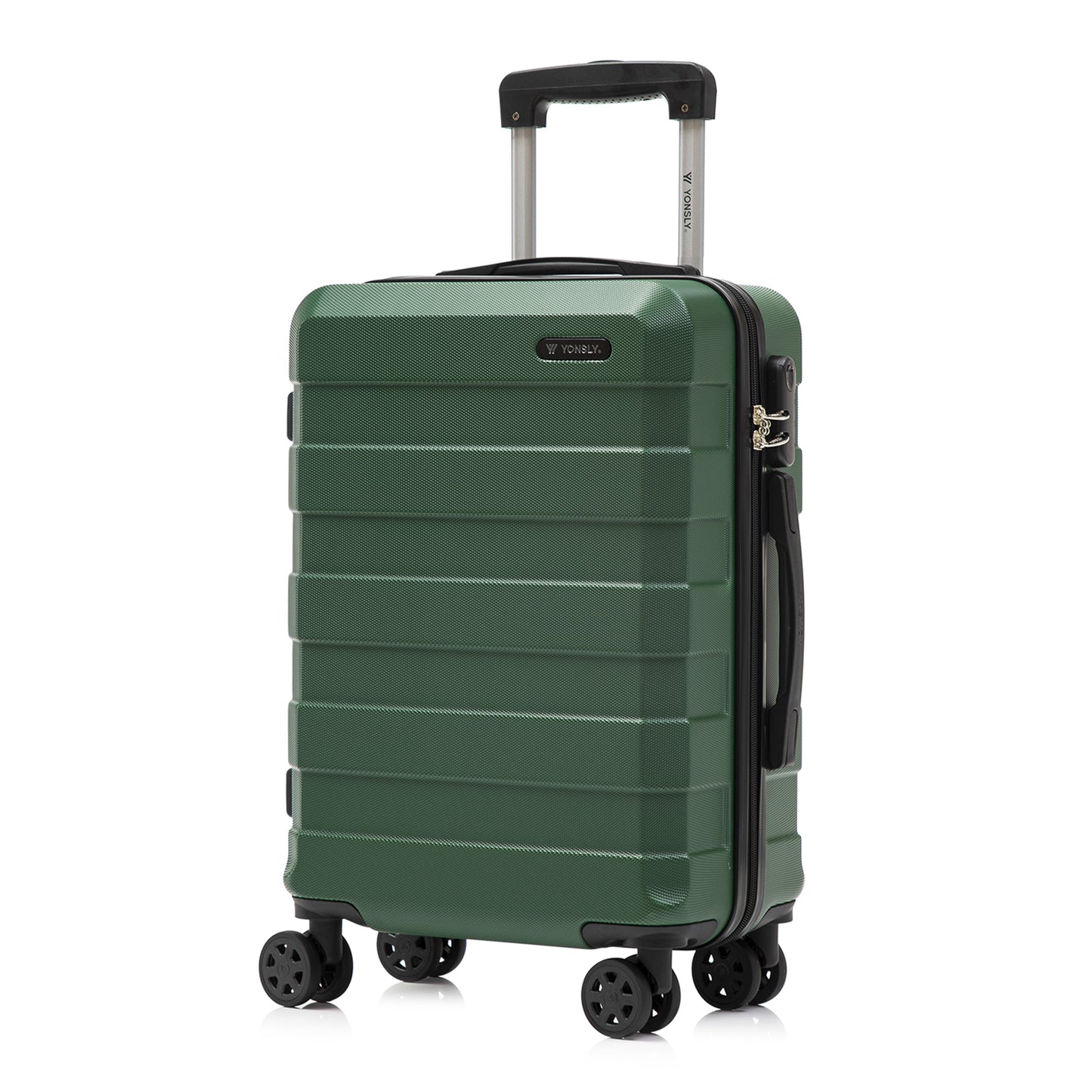 YONSLY® Trolley Travel Suitcase, Rolling Carry-on Luggage, Hardshell Suitcase with 4 360° Spinner Wheels, Combination Lock, Soft Rubber Handle