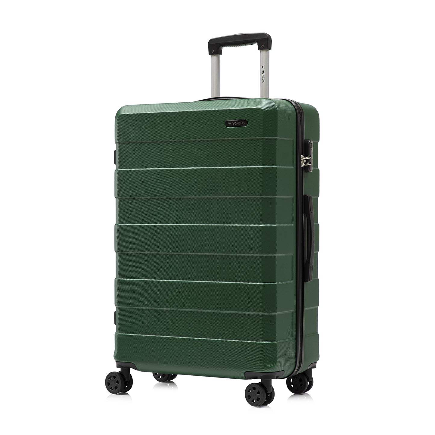 YONSLY® Trolley Travel Suitcase, Rolling Carry-on Luggage, Hardshell Suitcase with 4 360° Spinner Wheels, Combination Lock, Soft Rubber Handle
