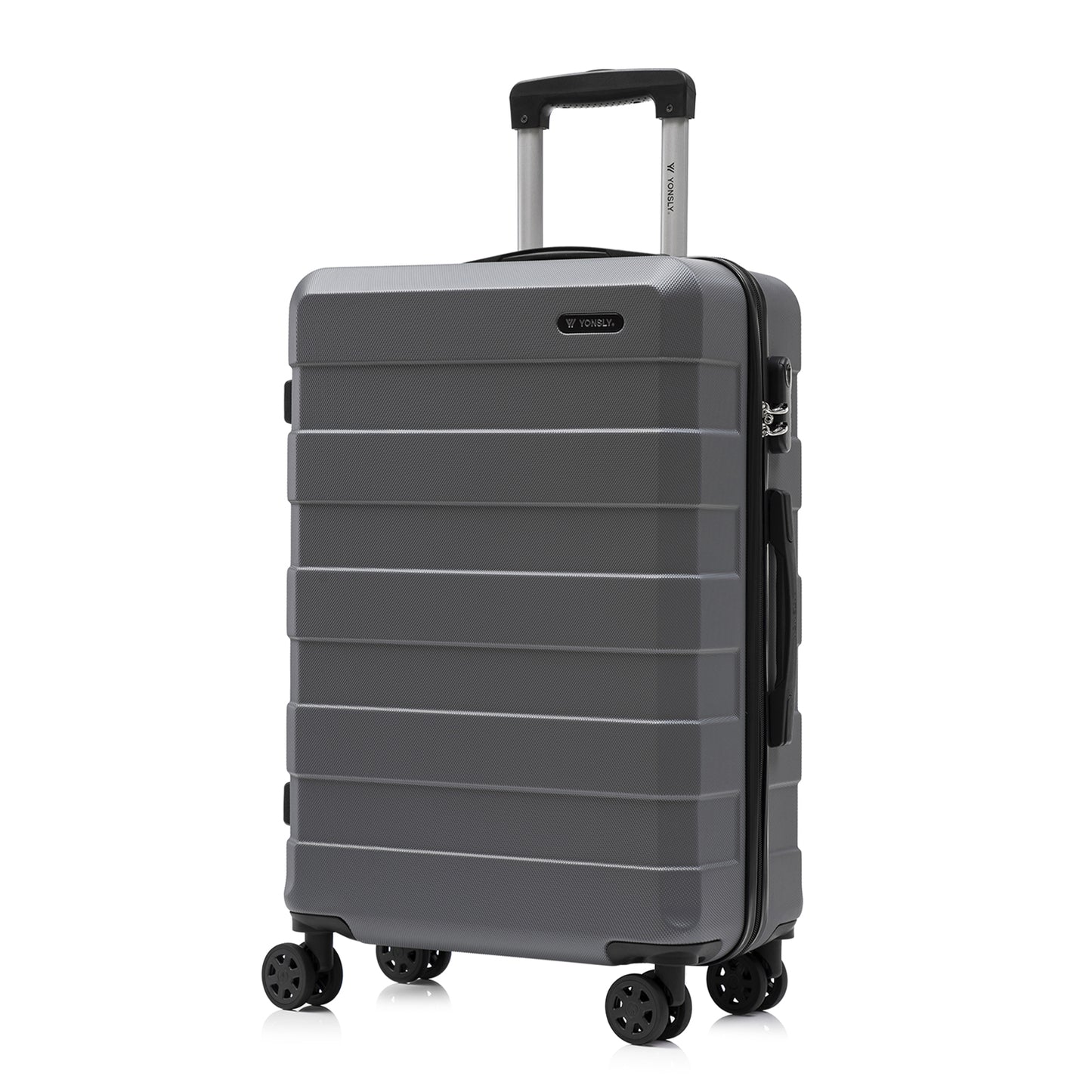YONSLY® Trolley Travel Suitcase, Rolling Carry-on Luggage, Hardshell Suitcase with 4 360° Spinner Wheels, Combination Lock, Soft Rubber Handle