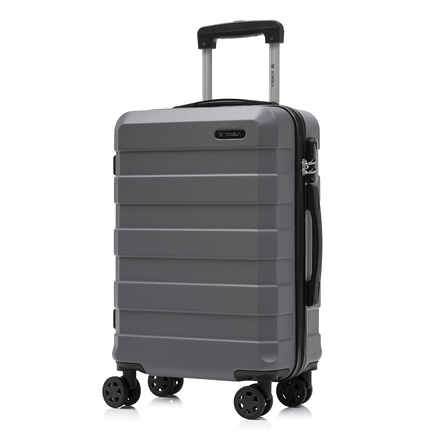 YONSLY® Trolley Travel Suitcase, Rolling Carry-on Luggage, Hardshell Suitcase with 4 360° Spinner Wheels, Combination Lock, Soft Rubber Handle