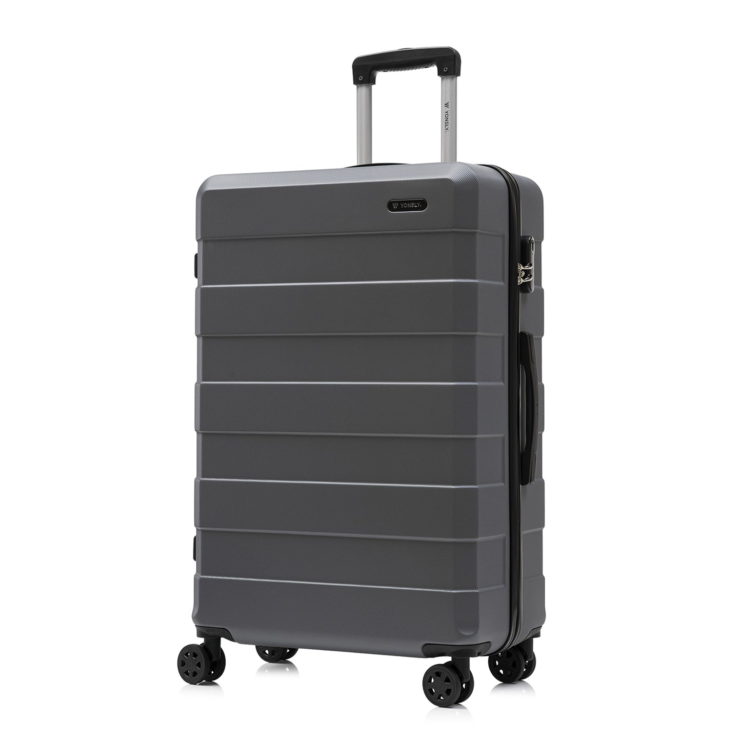 YONSLY® Trolley Travel Suitcase, Rolling Carry-on Luggage, Hardshell Suitcase with 4 360° Spinner Wheels, Combination Lock, Soft Rubber Handle