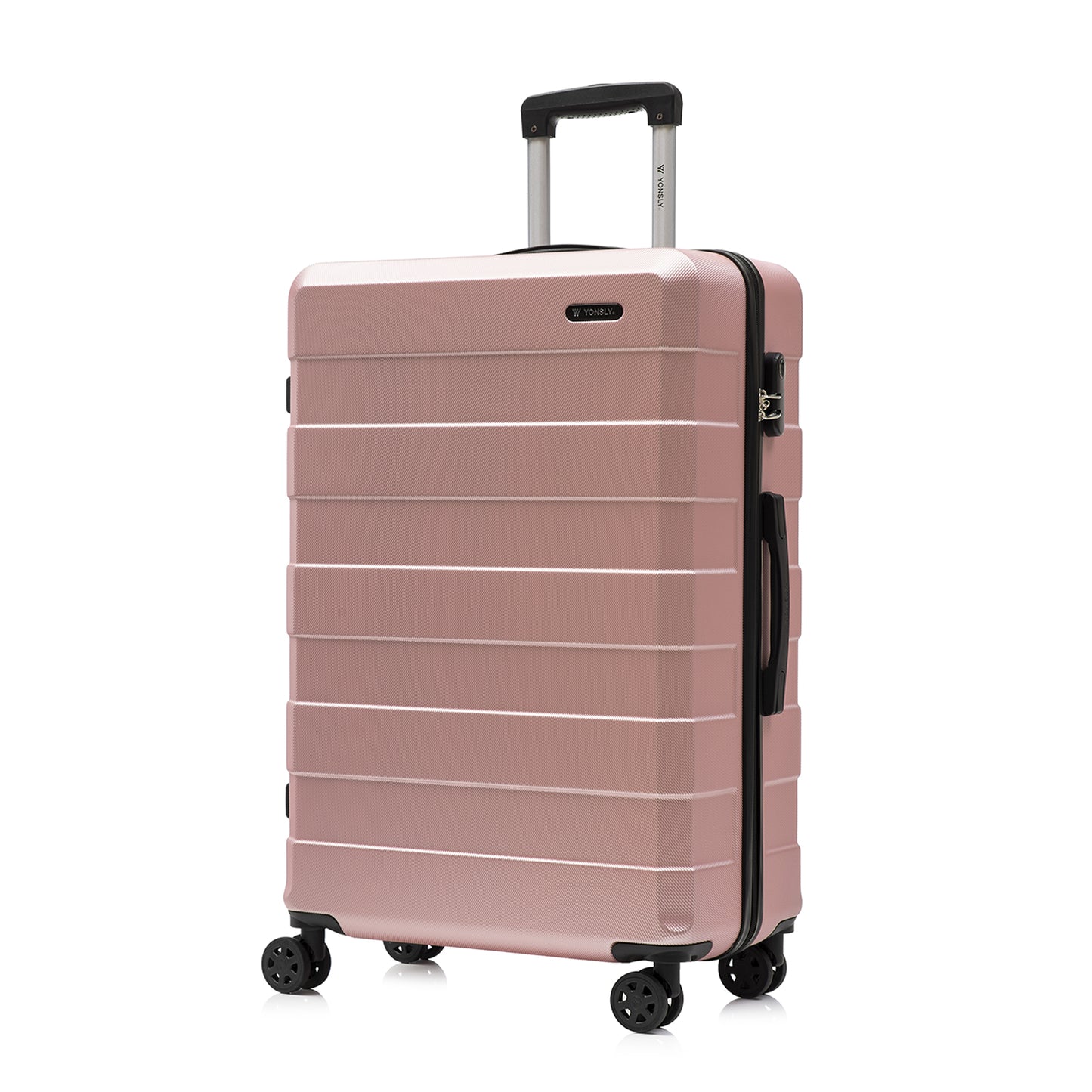 YONSLY® Trolley Travel Suitcase, Rolling Carry-on Luggage, Hardshell Suitcase with 4 360° Spinner Wheels, Combination Lock, Soft Rubber Handle