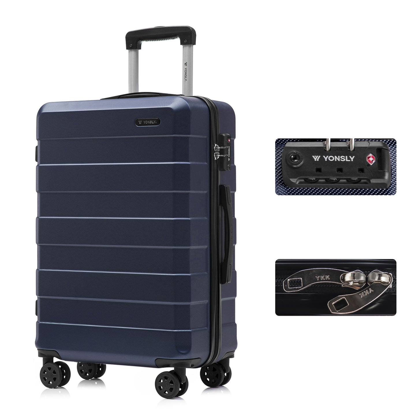 YONSLY® Premium Luggage TSA Lock, YKK Zipper Hardshell Suitcase Trolley Cabin Luggage Spinner Suitcase Carry-on 4 Wheels