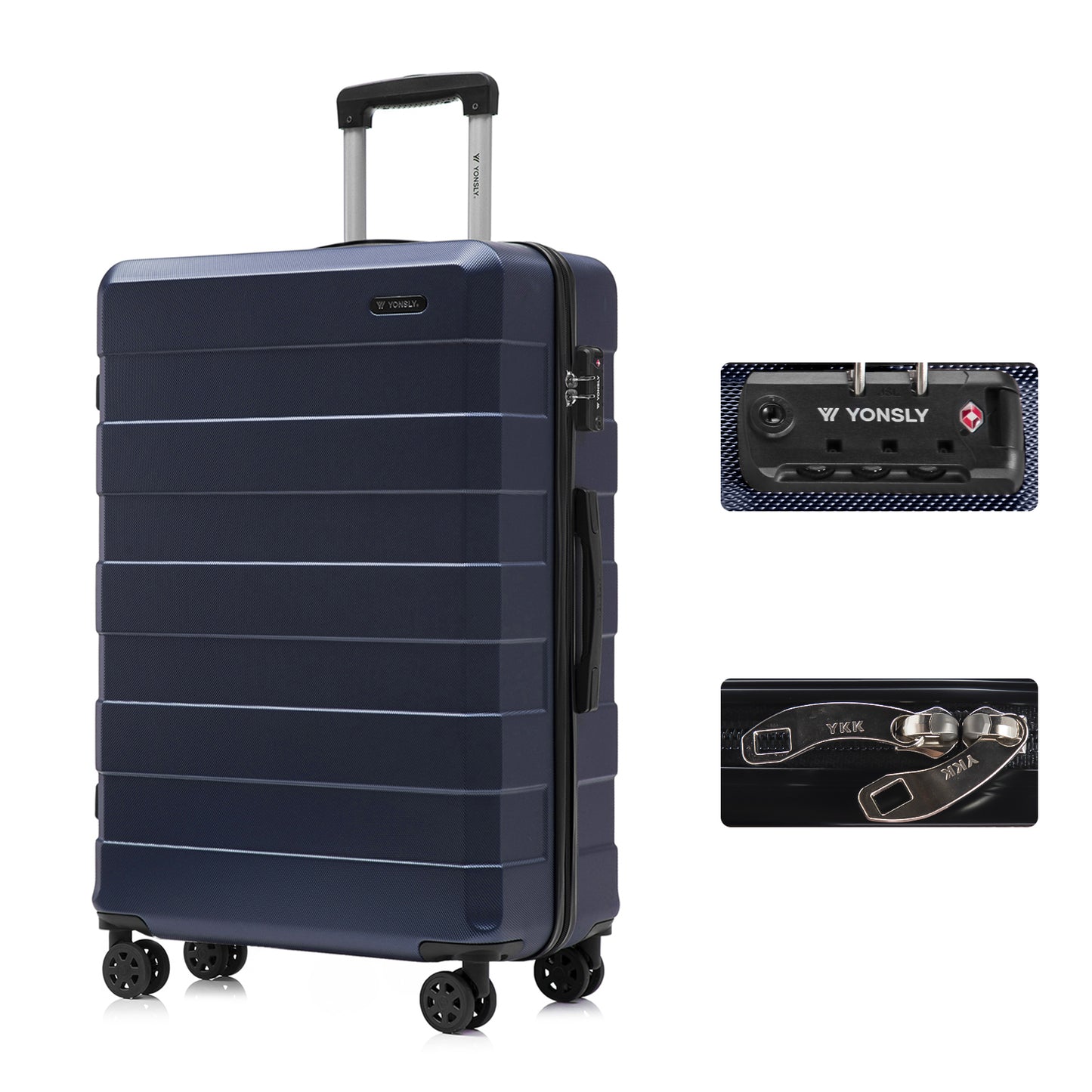 YONSLY® Premium Luggage TSA Lock, YKK Zipper Hardshell Suitcase Trolley Cabin Luggage Spinner Suitcase Carry-on 4 Wheels
