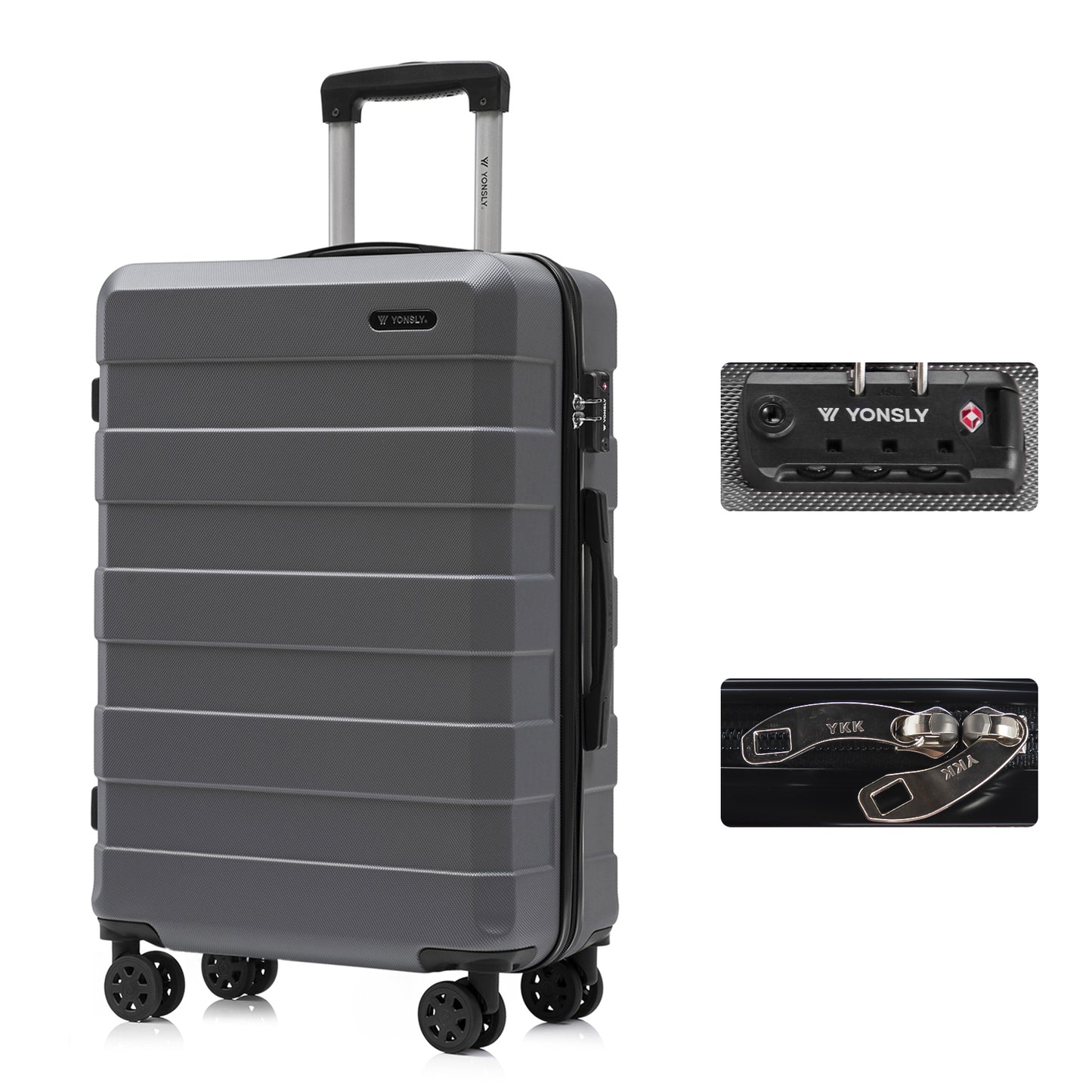 YONSLY® Premium Luggage TSA Lock, YKK Zipper Hardshell Suitcase Trolley Cabin Luggage Spinner Suitcase Carry-on 4 Wheels