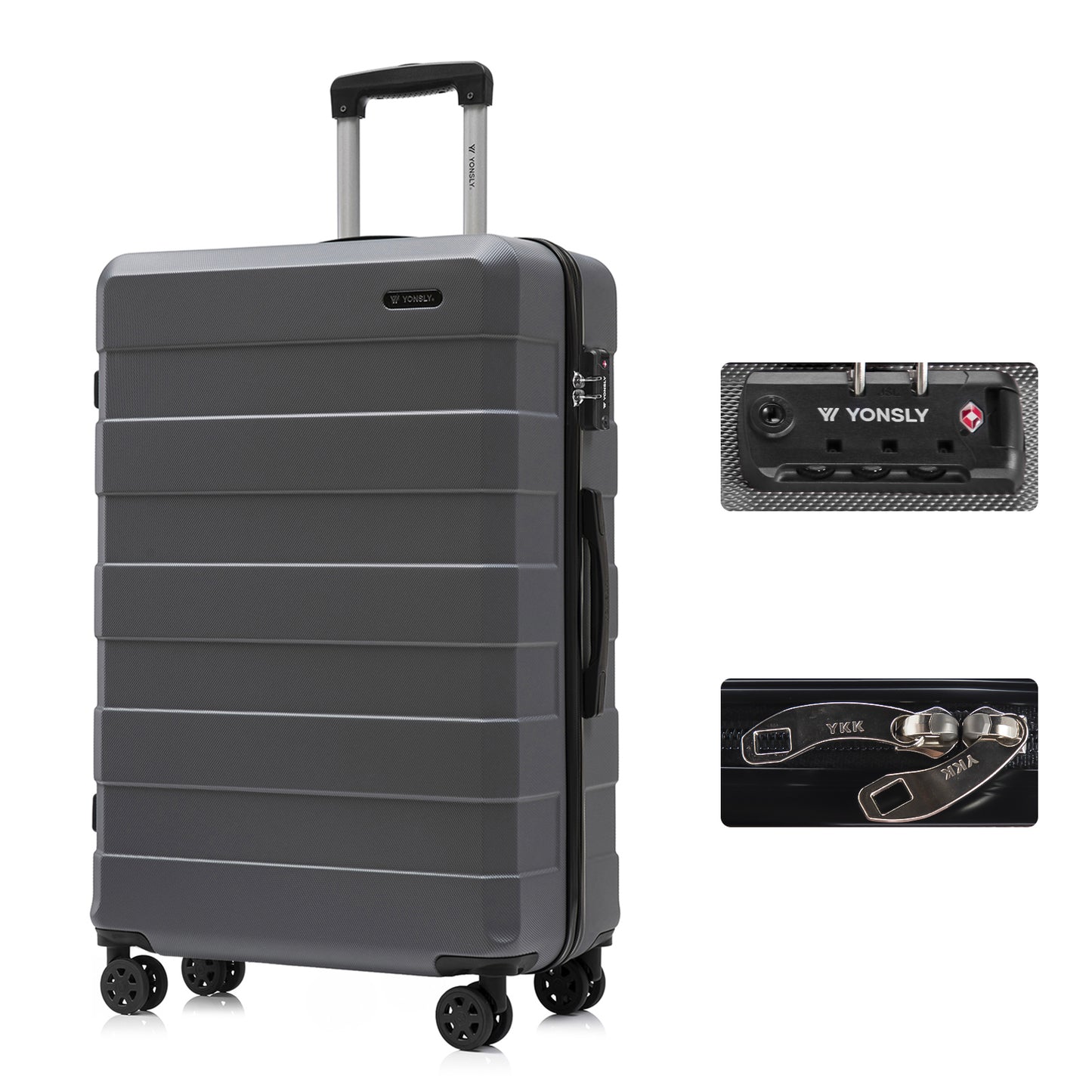 YONSLY® Premium Luggage TSA Lock, YKK Zipper Hardshell Suitcase Trolley Cabin Luggage Spinner Suitcase Carry-on 4 Wheels