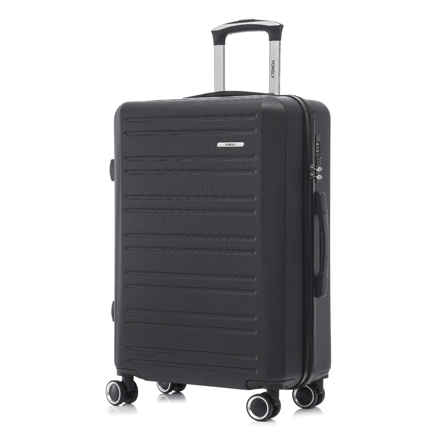 YONSLY® Koffer Suitcase, Trolley Reisekoffer, Rollkoffer Handgepäck Kabinenkoffer mit 4 Rollen 360°, Hartschalenreisekoffer, Zahlenschloss, Weicher Gummigriff